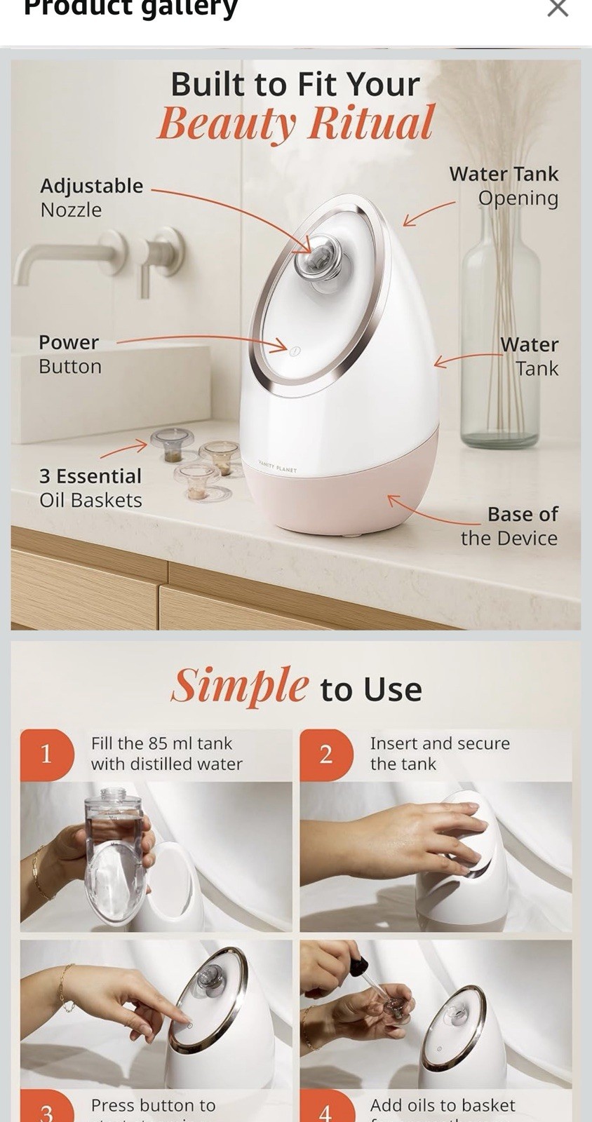 Vanity Planet Aira Ionic Facial Steamer Pore Cleaner Detoxifies/Moisturizer NEW