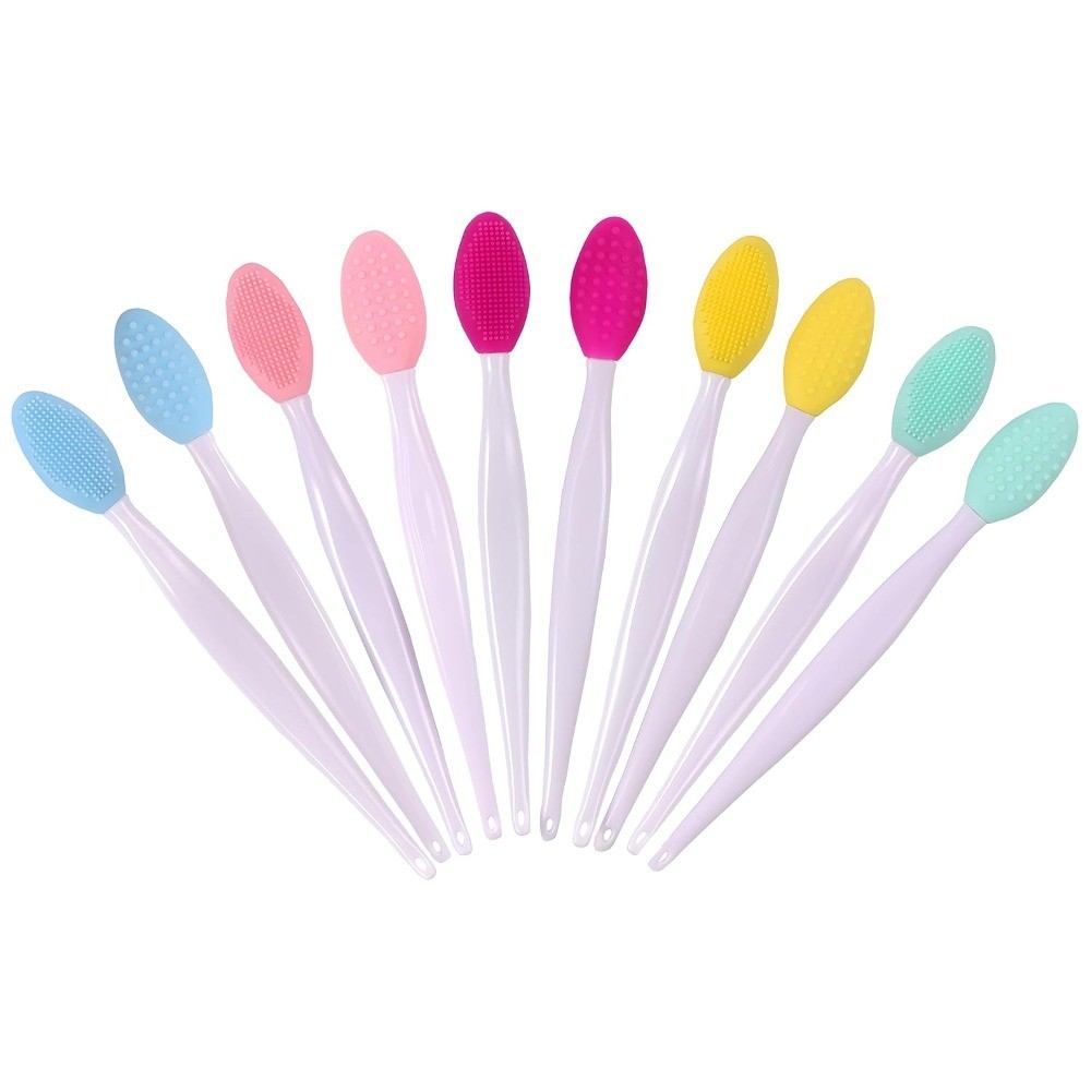 10pcs Silicone Scrub Lip Brush, Double Side Lip Exfoliating, Nose Clean
