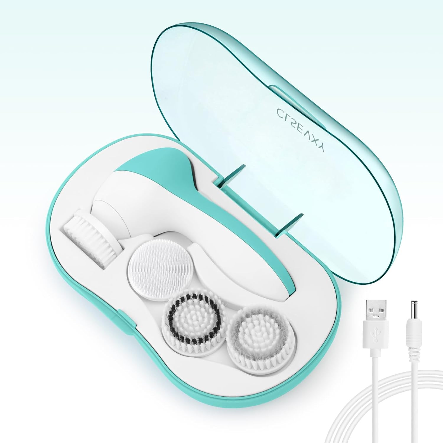 Rechargeable Facial Cleansing Spin Brush Set with 4 Exfoliating Brush Heads – Co