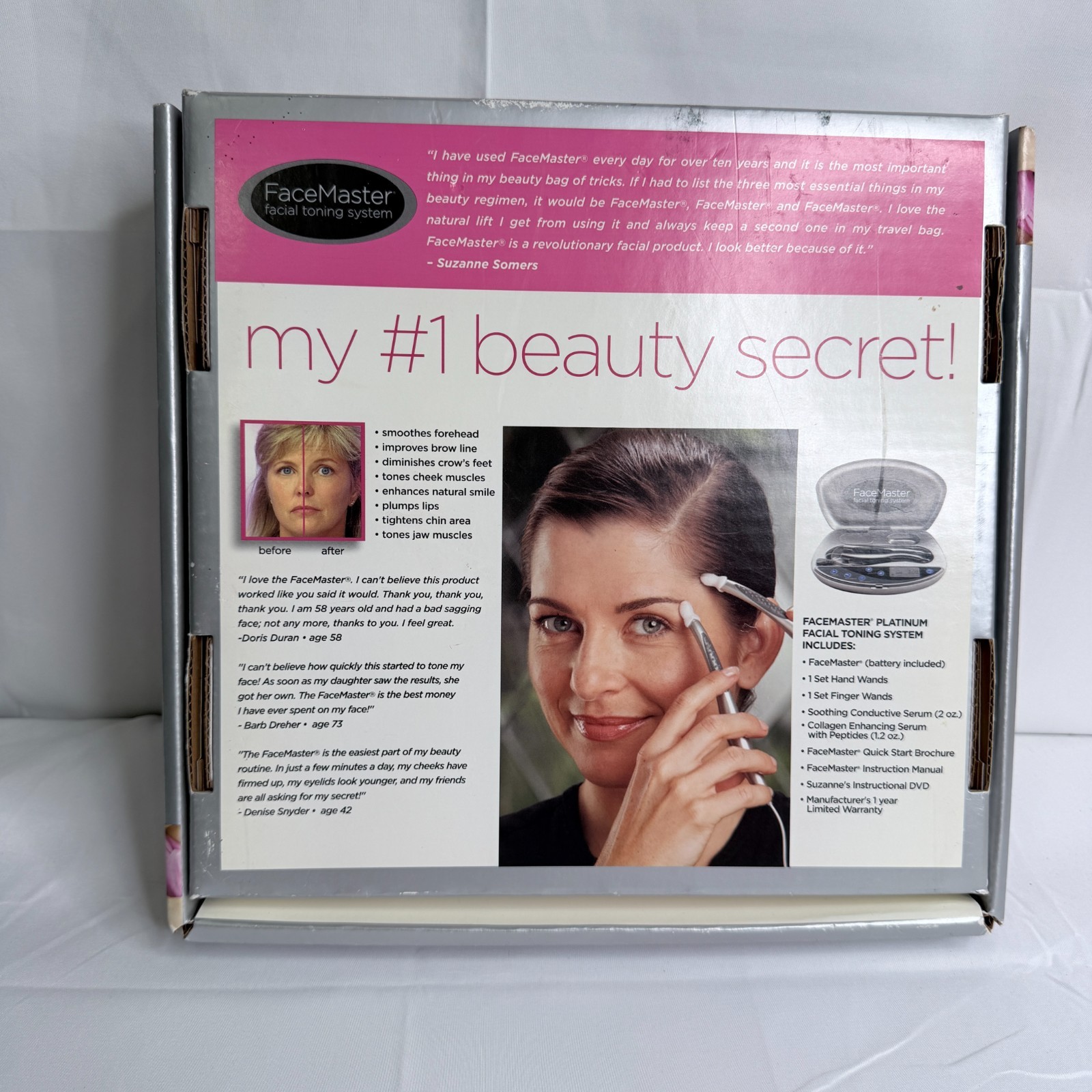 Suzanne Somers FaceMaster Platinum Facial Toning System Complete Tested