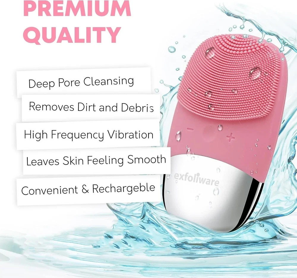 Facial Cleansing Brush –3-in-1 Silicone Electric Face Scrubber