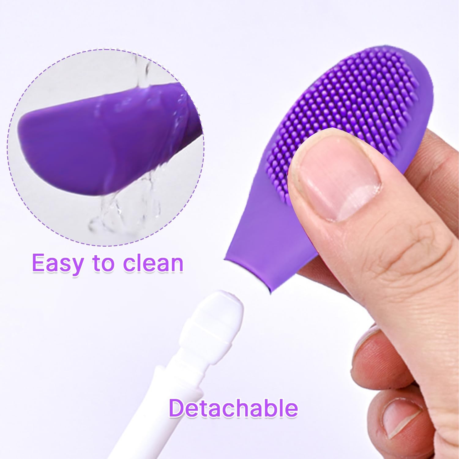 2 Pcs Silicone Facial Cleansing Brush,Face Masks Skincare one size, Purple