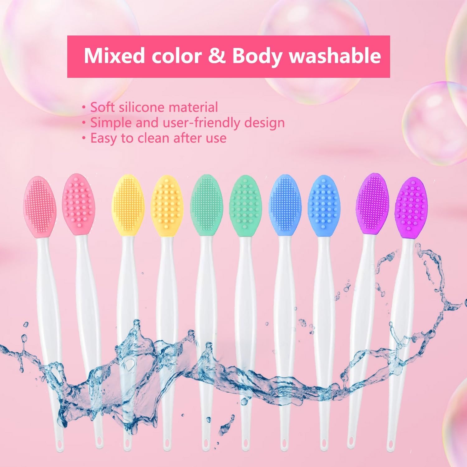 Pore Cleansing Facial Silicone Brush, Double-Sided Lip Mixed Color