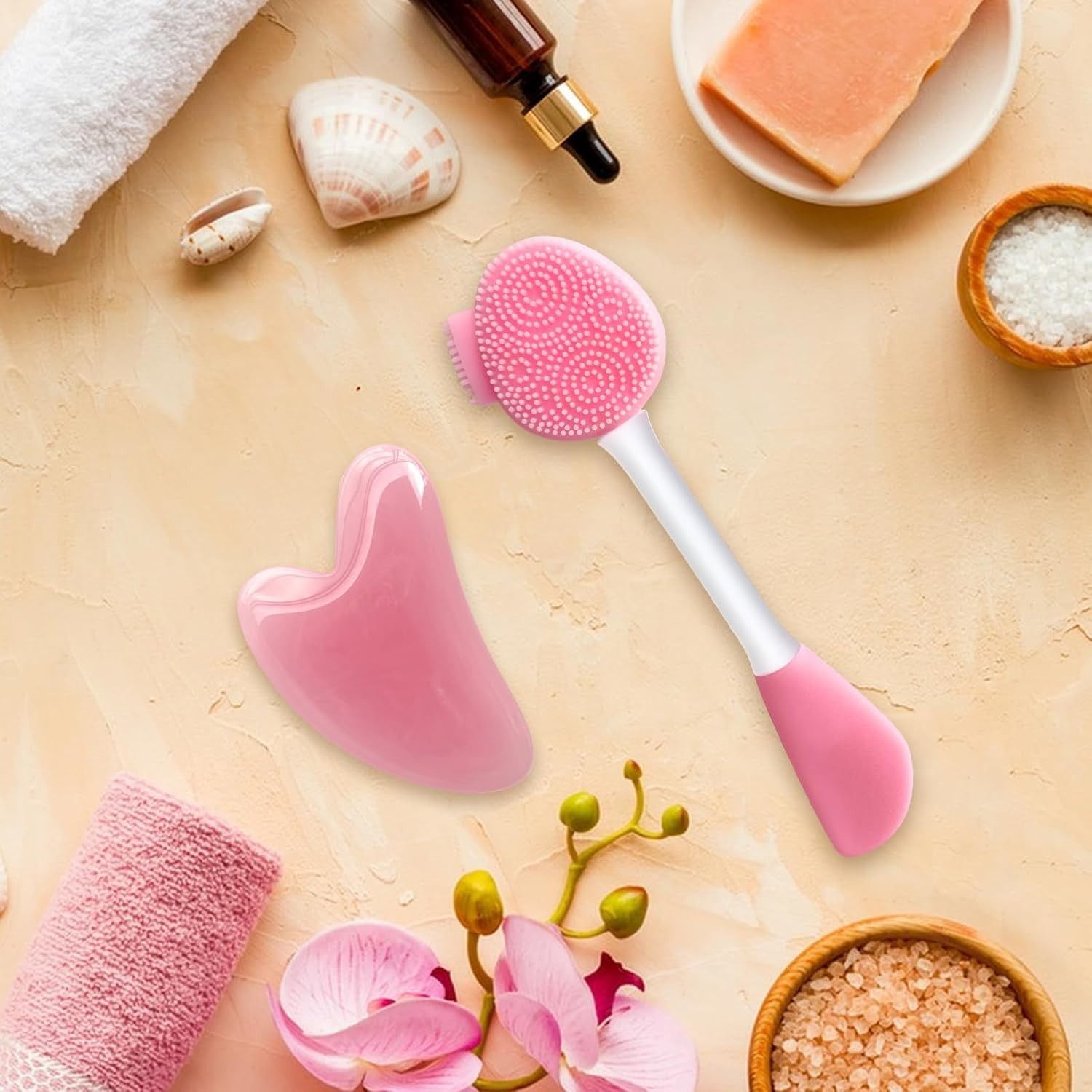 Gua Sha Massage Board Silicone Face Scrubber Lip Exfoliating Brush Skincare