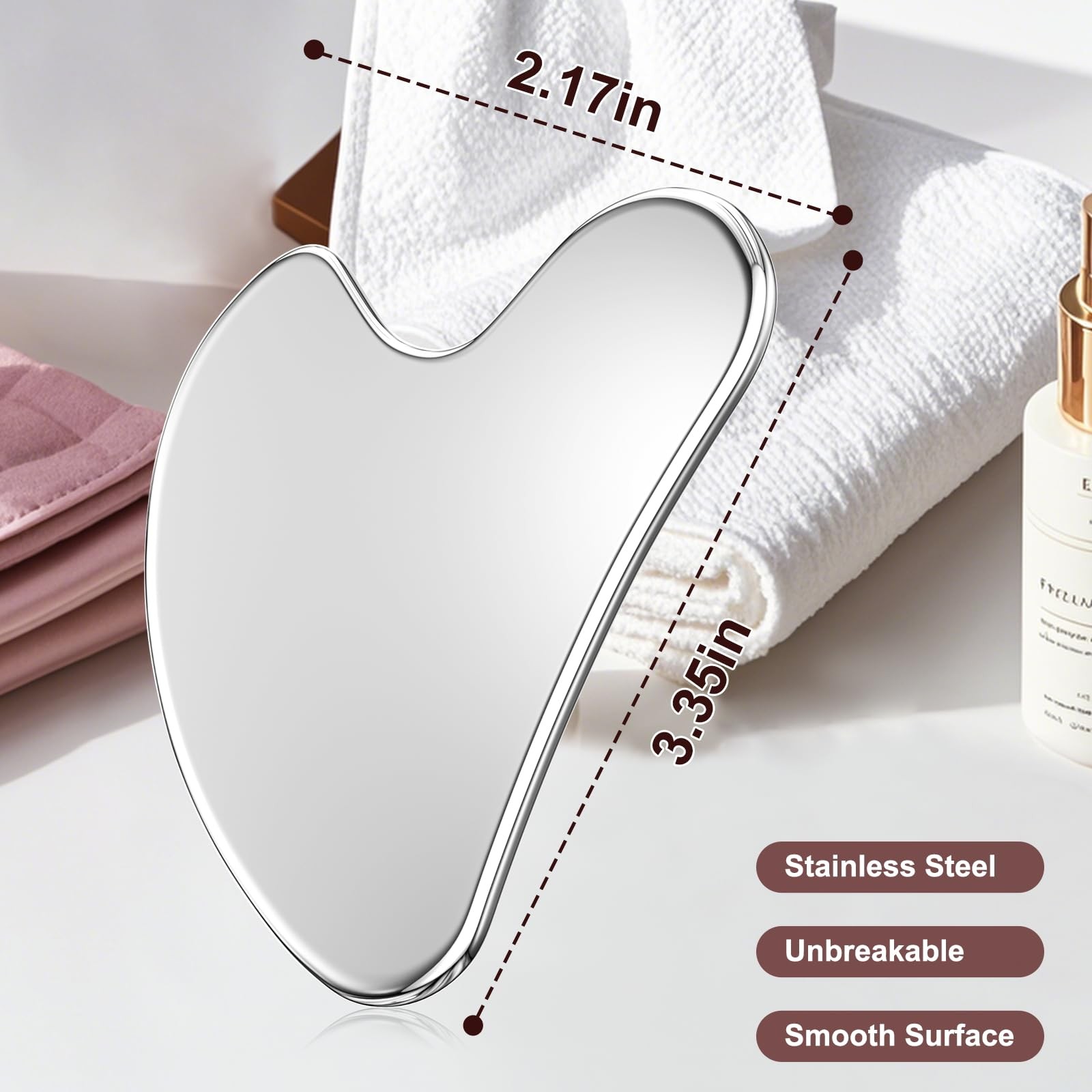 CAEYPOAR Stainless Steel Gua Sha Facial Tools, One size fits all,