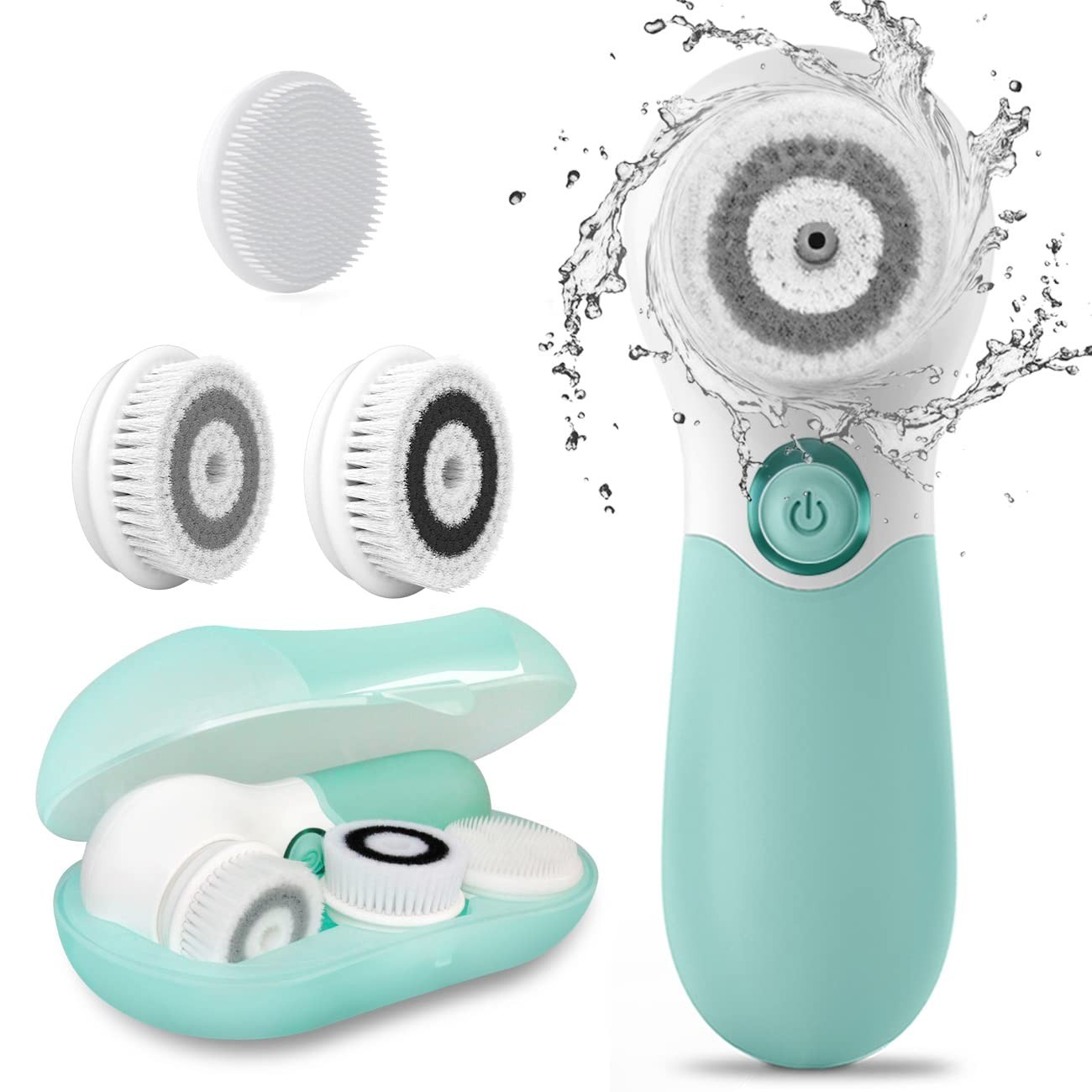 Electric Facial Cleansing Brush – Exfoliating & Massaging, 3 Heads, 2 Speeds, De
