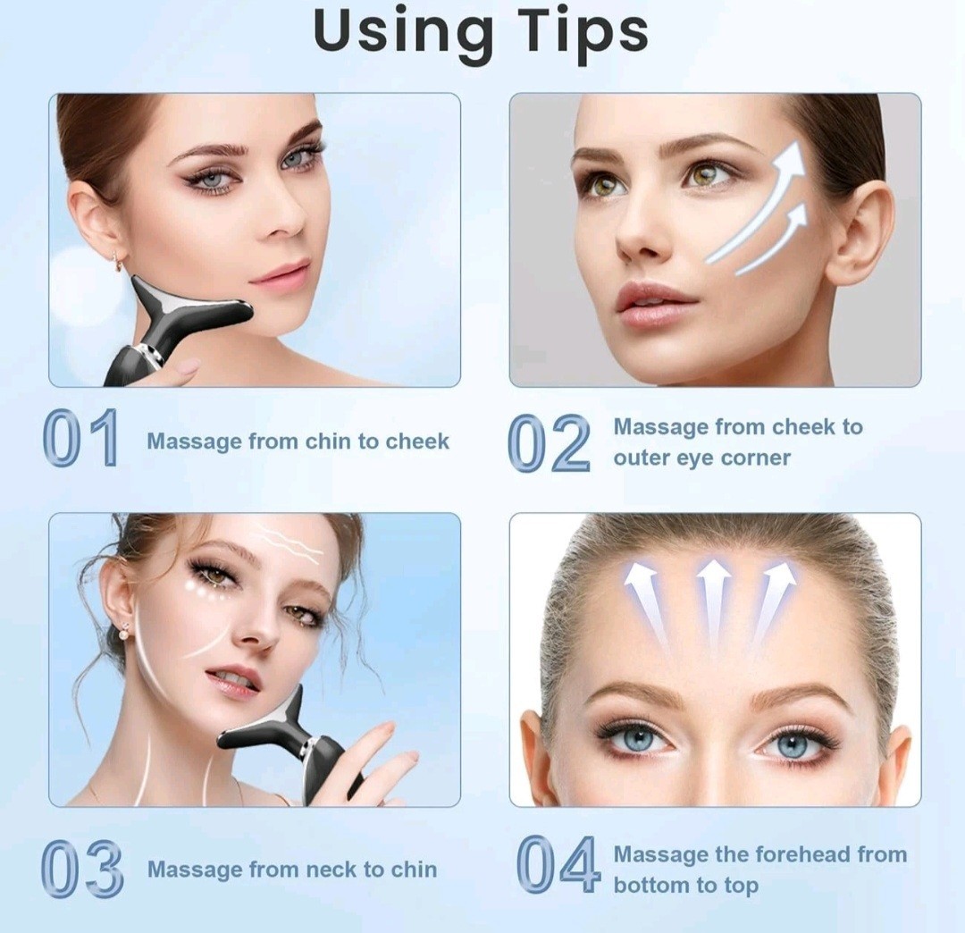 7-in-1 Face Lift Machine Black LED Light Therapy USB Rechargeable Waterproof