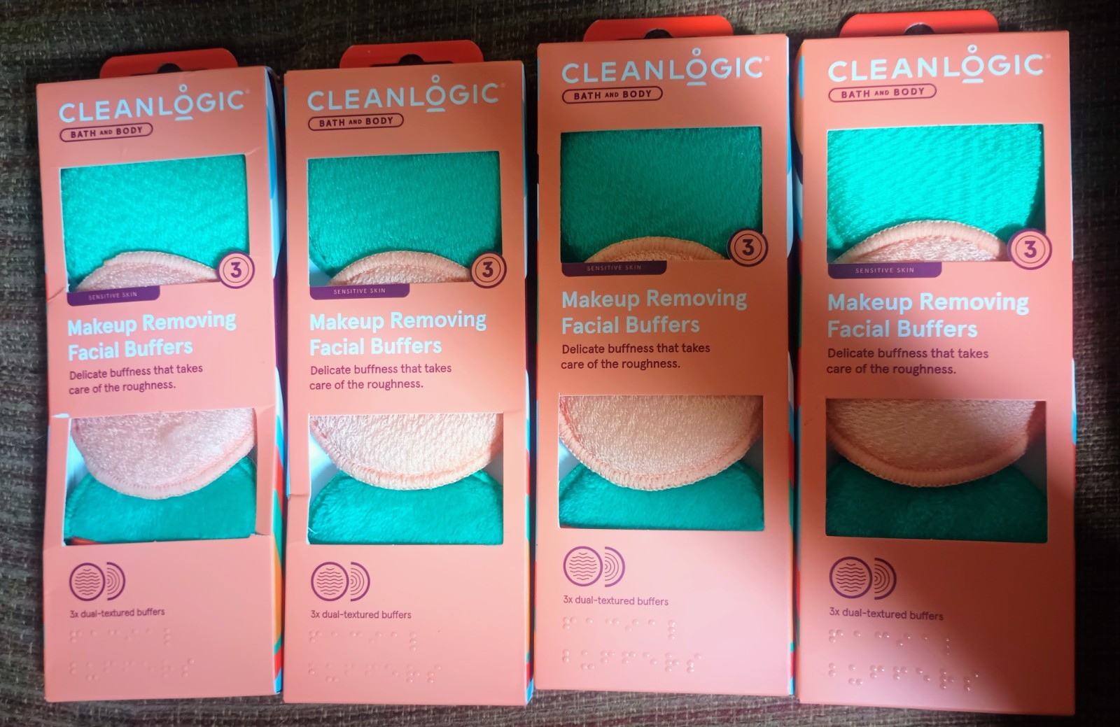 A Lot of 4 Cleanlogic Bath and Body Sensitive Skin Dual-Texture Facial Buffers
