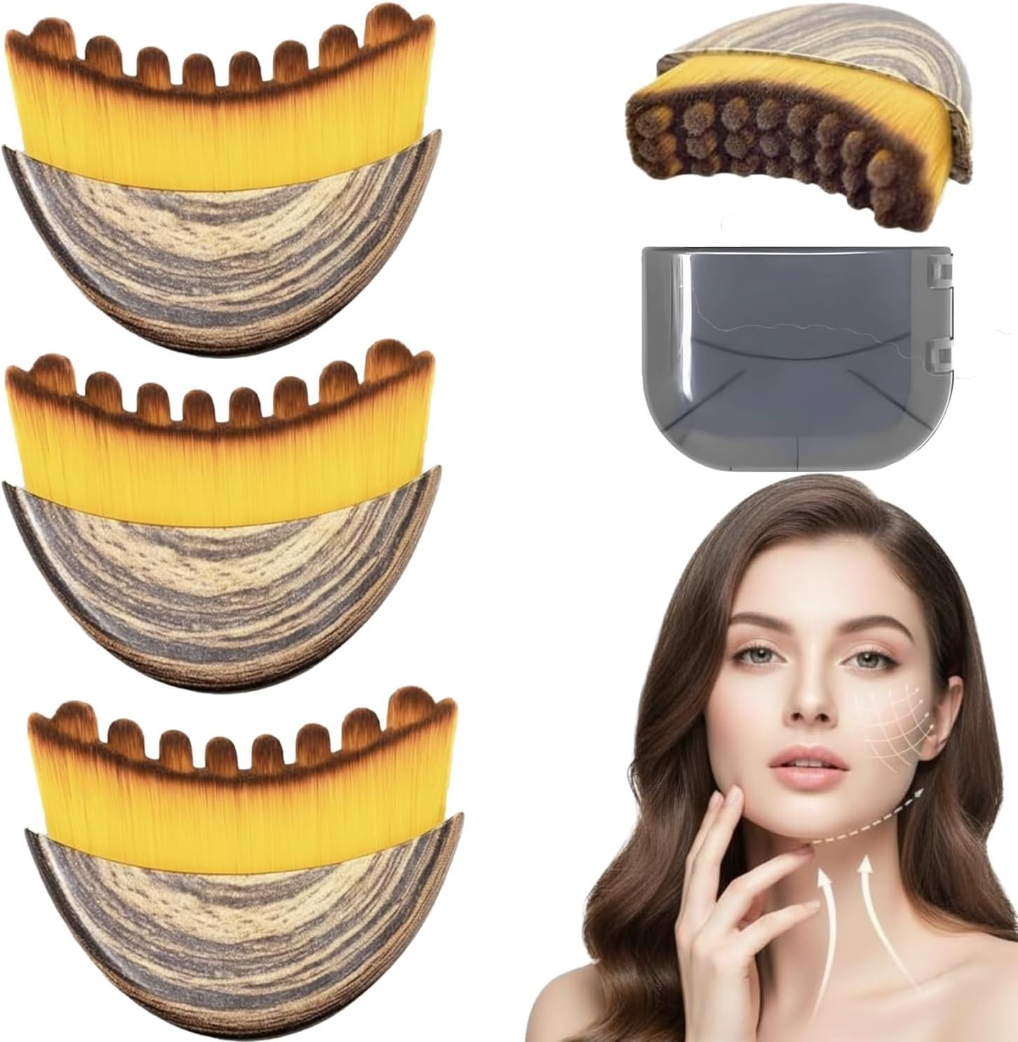 3Pcs Lymphatic Contour Face Brush,Contour Face Brush,Lymphatic Drainage Massager