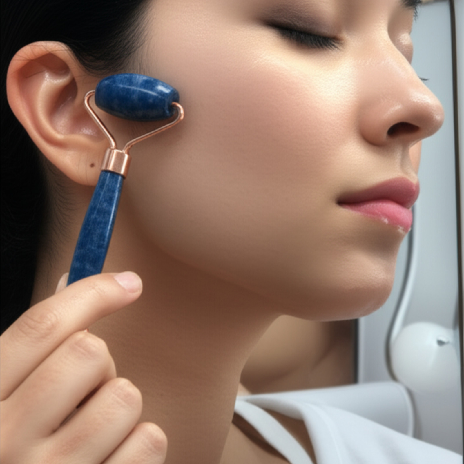 Lapis Lazuli Facial Roller, Natural Stone Skincare, Afghanistan