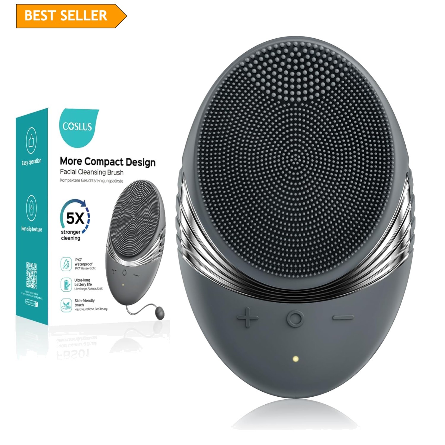 Facial Cleansing Brush Face Scrubber: Portable Silicone Waterproof Rechargeab…
