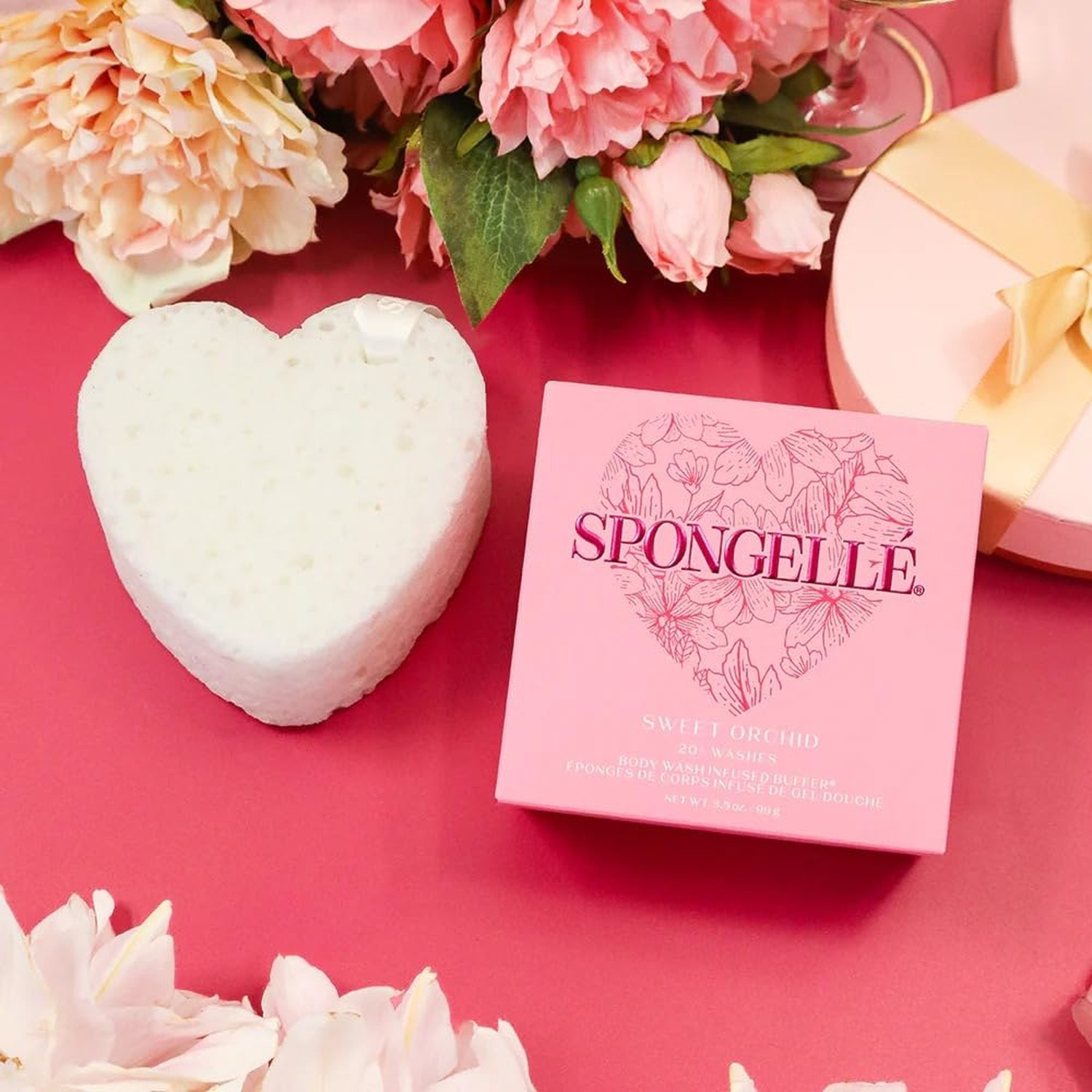 Spongellé Sweet Orchid Heart Buffer – Exfoliating Body Wash Infused S