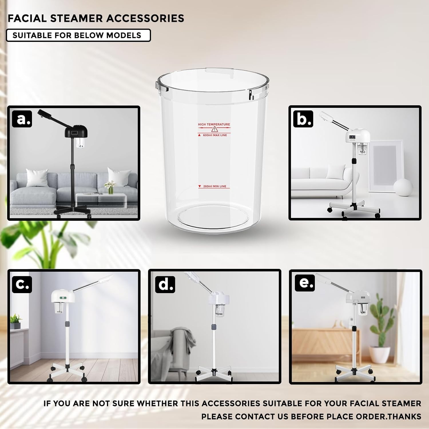 Professional Facial Steamer Water Jar – 4.4 x 4.4 x 5.7 Inches, Heat-Resistant