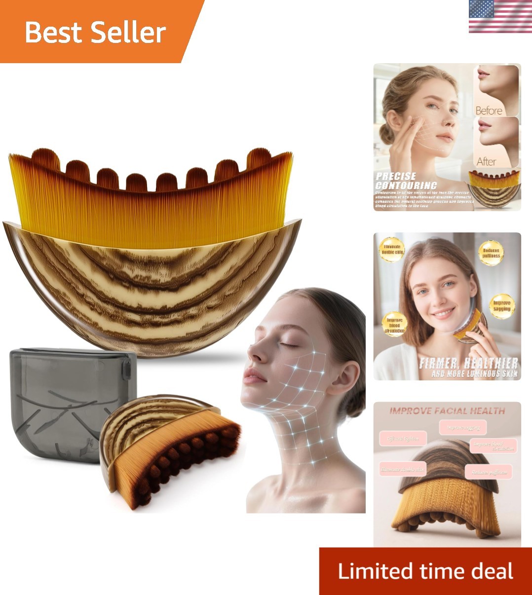 Lymphatic Contour Face Brush,Contour Face Brush for Lymphatic Drainage,Lympha…
