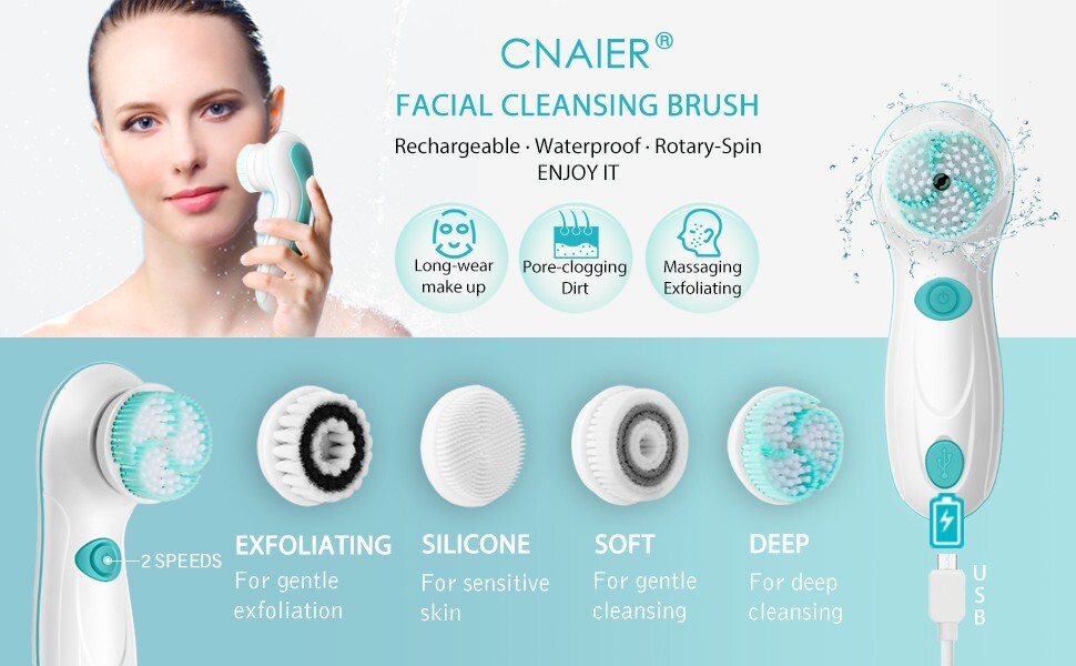 CNAIER AE-8299 facial cleansing brush (4 brush heads and travel case)