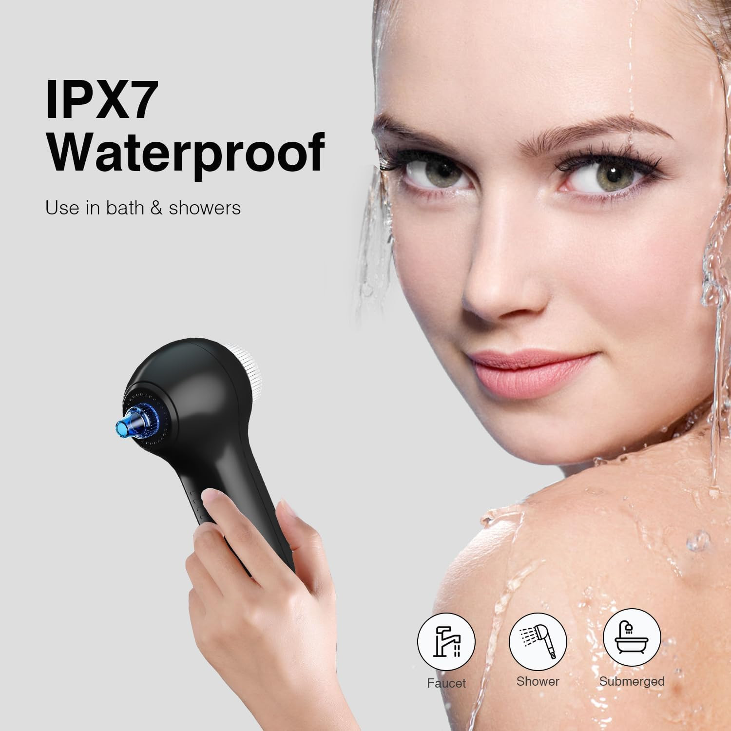 Electric Facial Cleansing Brush with LCD Screen, 3-In-1 Face Scrubber & Optional
