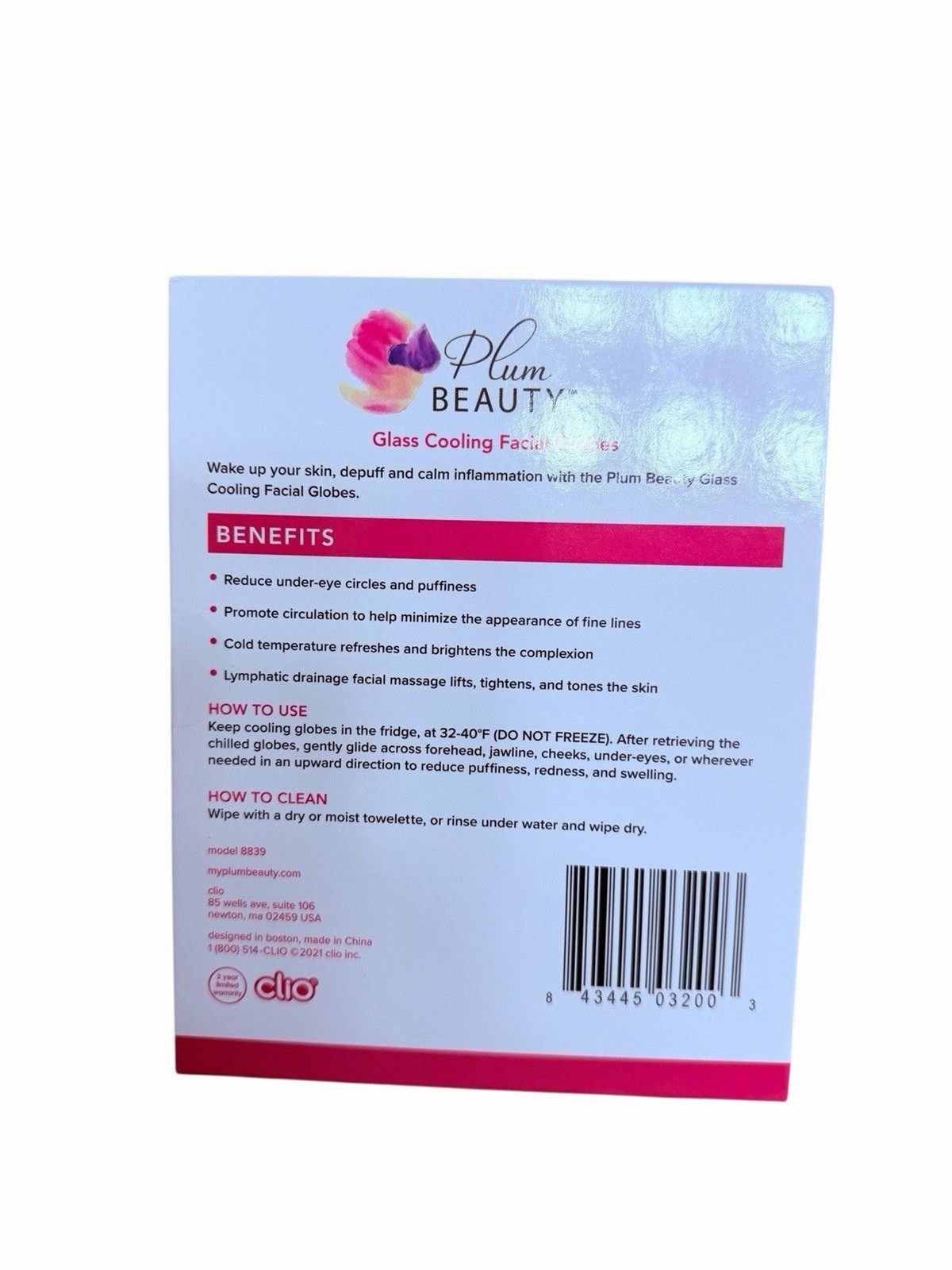 Plum Beauty Glass Cooling Facial Globes Soothe & Depuff