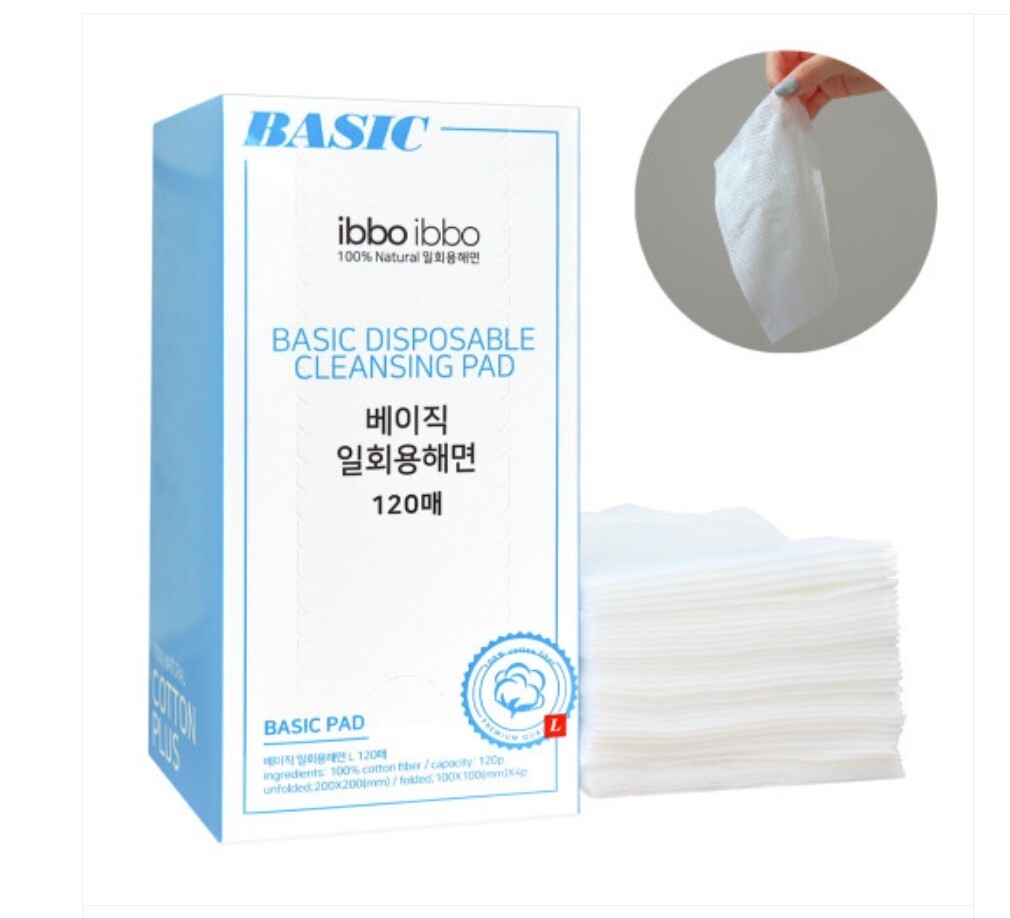 [ ibbo ibbo ] BASIC DISPOSABLE CLEANSING PAD LARGE (10X10) 120ea / made in korea