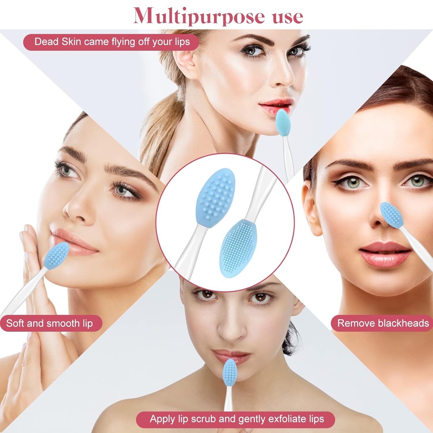 5-Piece Silicone Facial Cleansing Brush Set for Exquisite Lip Care & Exfoliation