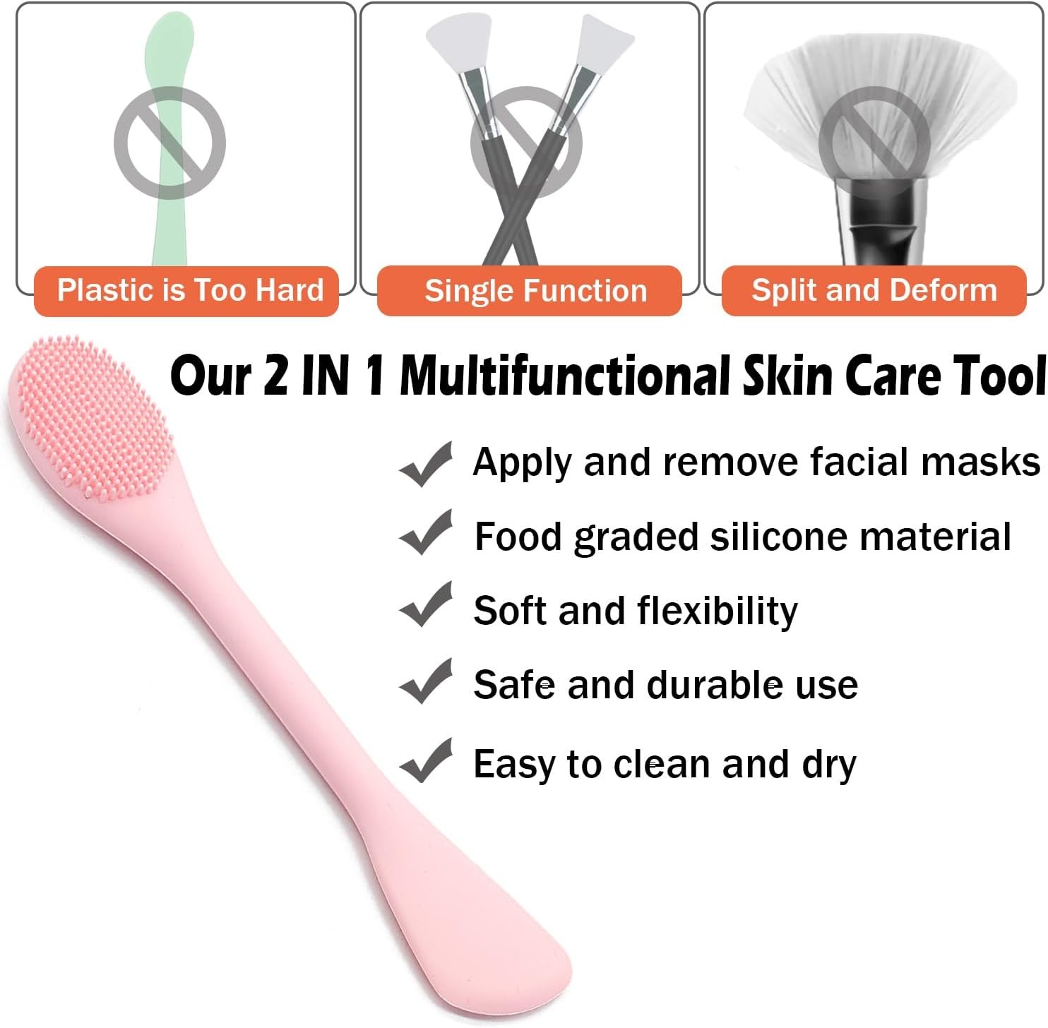 RamPula Facial Cleansing Brush, 2 in 1 Silicone Face Mask Brush & Face Scrubber,