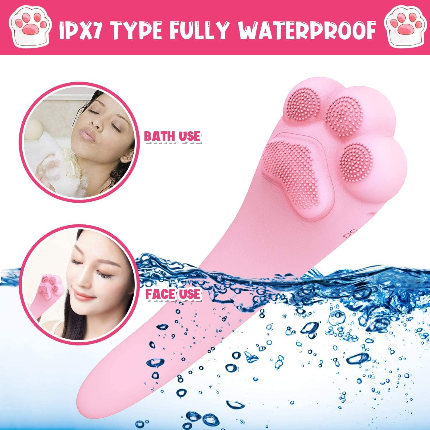 Sonic Silicone Facial Cleansing Brush, Rechargeable Deep Clean Face Massager