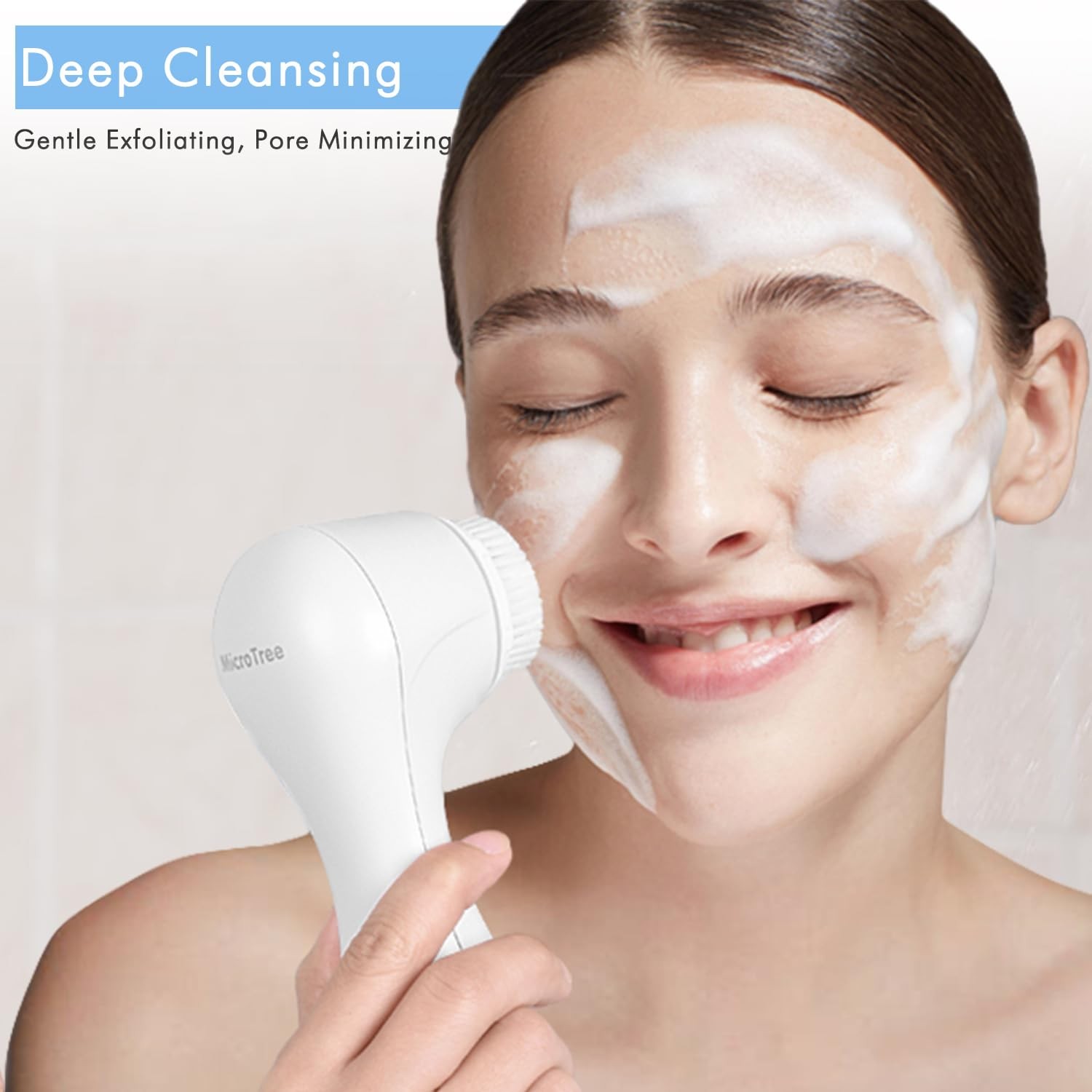 Cleansing Brush, No Rotation, Vibrating Rechargeable Scrubber Exfoliator, 2 S…
