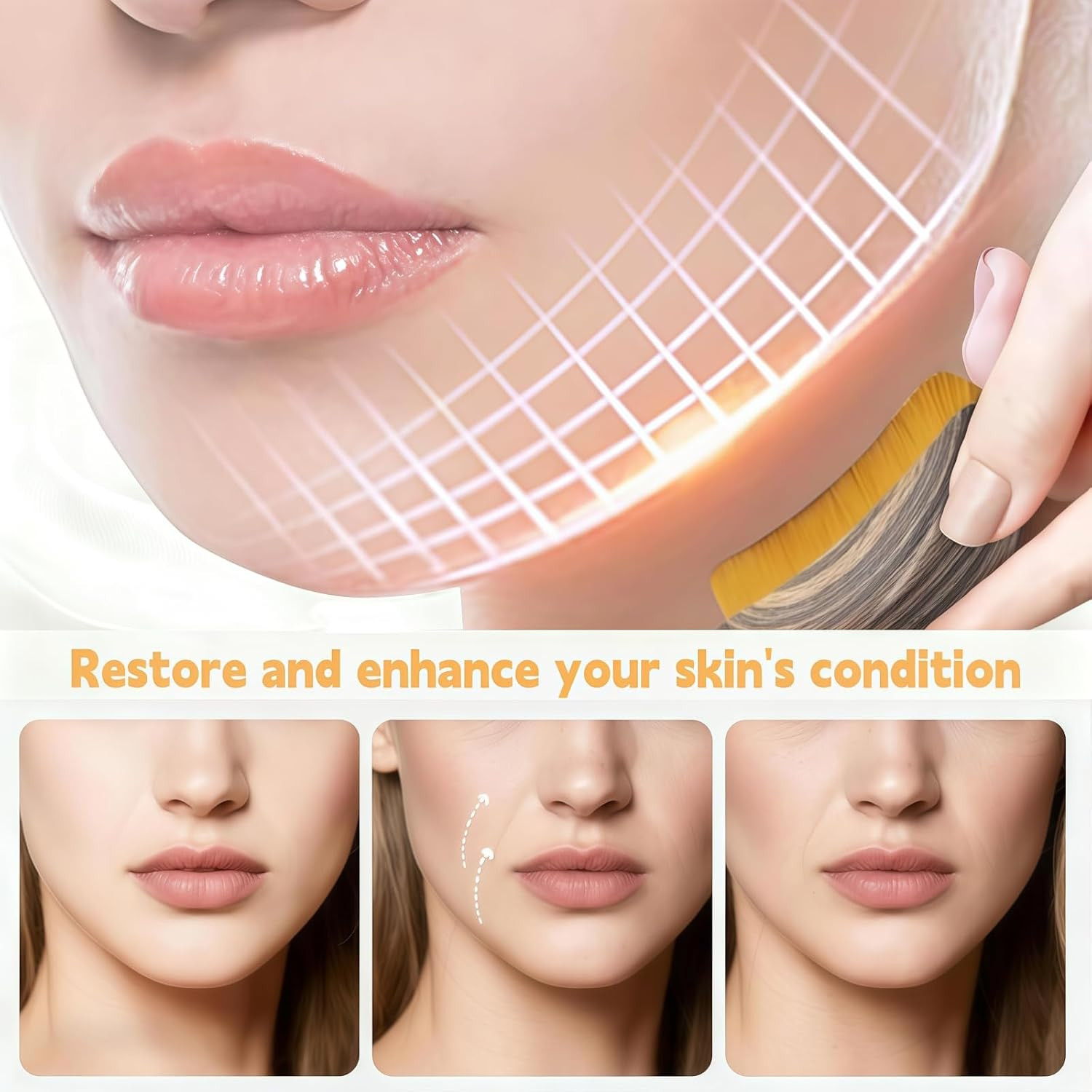 2PCS Facial Lymphatic Drainage Massager – Ergonomic Contour Brush for Precise Fi