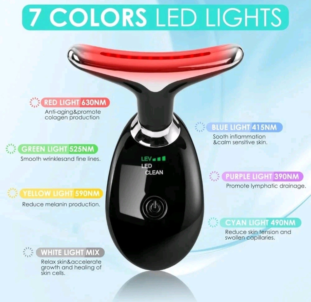 7-in-1 Face Lift Machine Black LED Light Therapy USB Rechargeable Waterproof