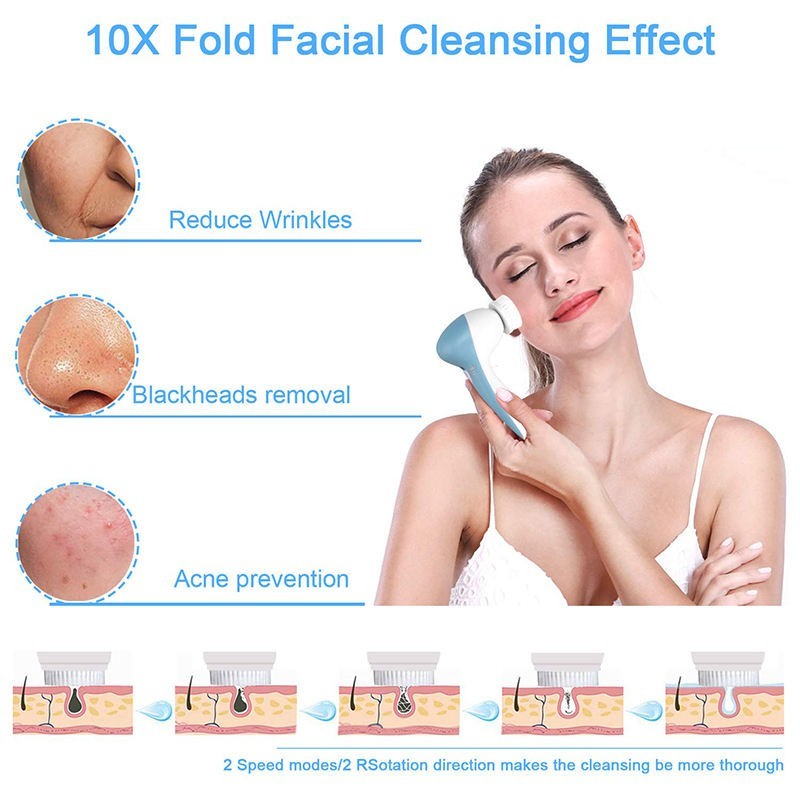 Electric Facial Cleaner 5 in 1 Face Cleansing Brush Wash Machine Spa Skin Care