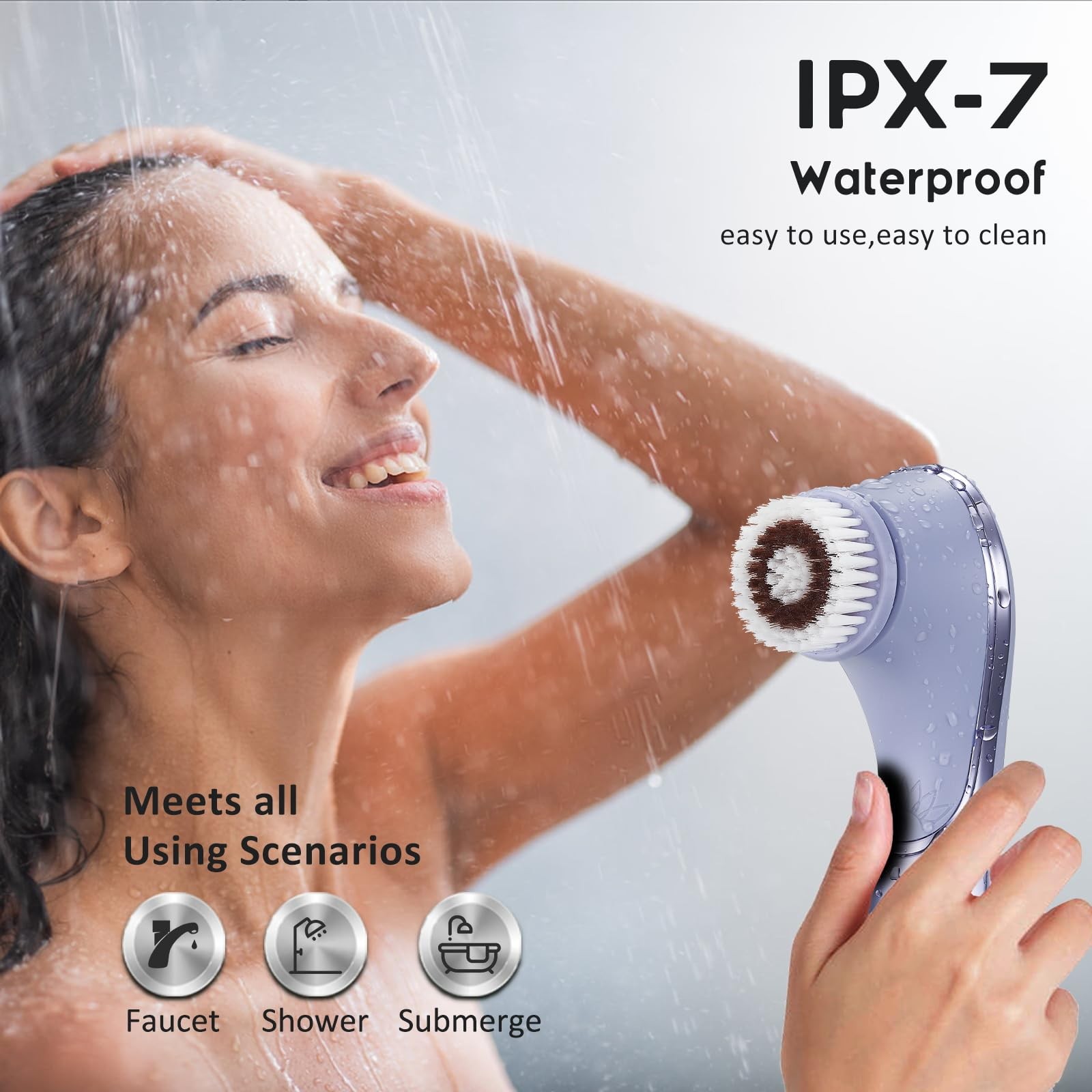 Cleansing Brush Scrubber Exfoliator Rechargeable IPX7 Waterproof Spin Cleanse…