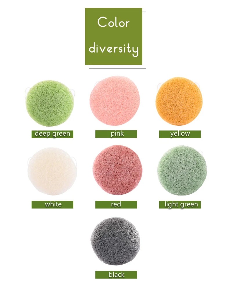 Konjac Facial Cleansing Sponge Natural Exfoliating Face Wash Puff Deep Pore Clea