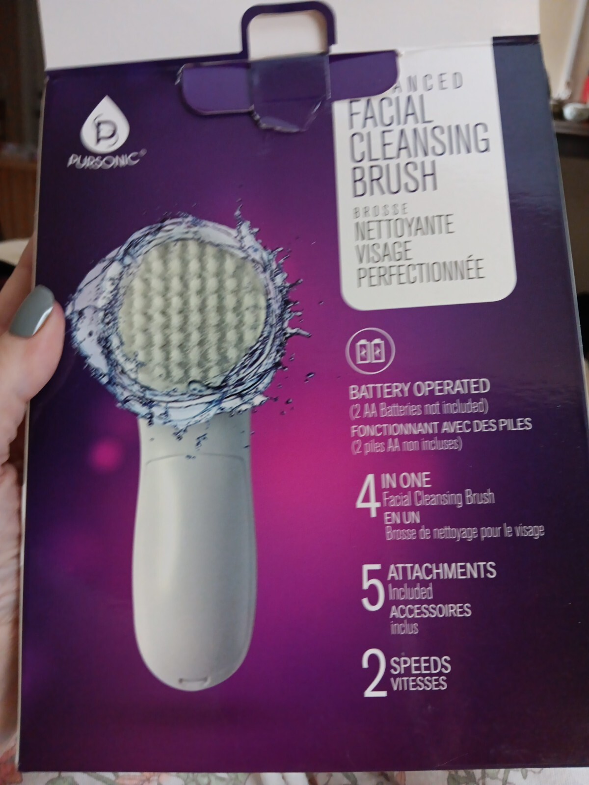 Pursonic Portable Facial Cleansing Brush Massager Combo Kit 2 speed 5 attachment
