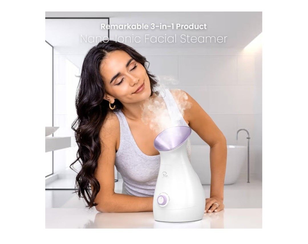 Pure Daily Care NanoSteamer Large 3-in-1 Nano Ionic Facial Steamer White/ Purple