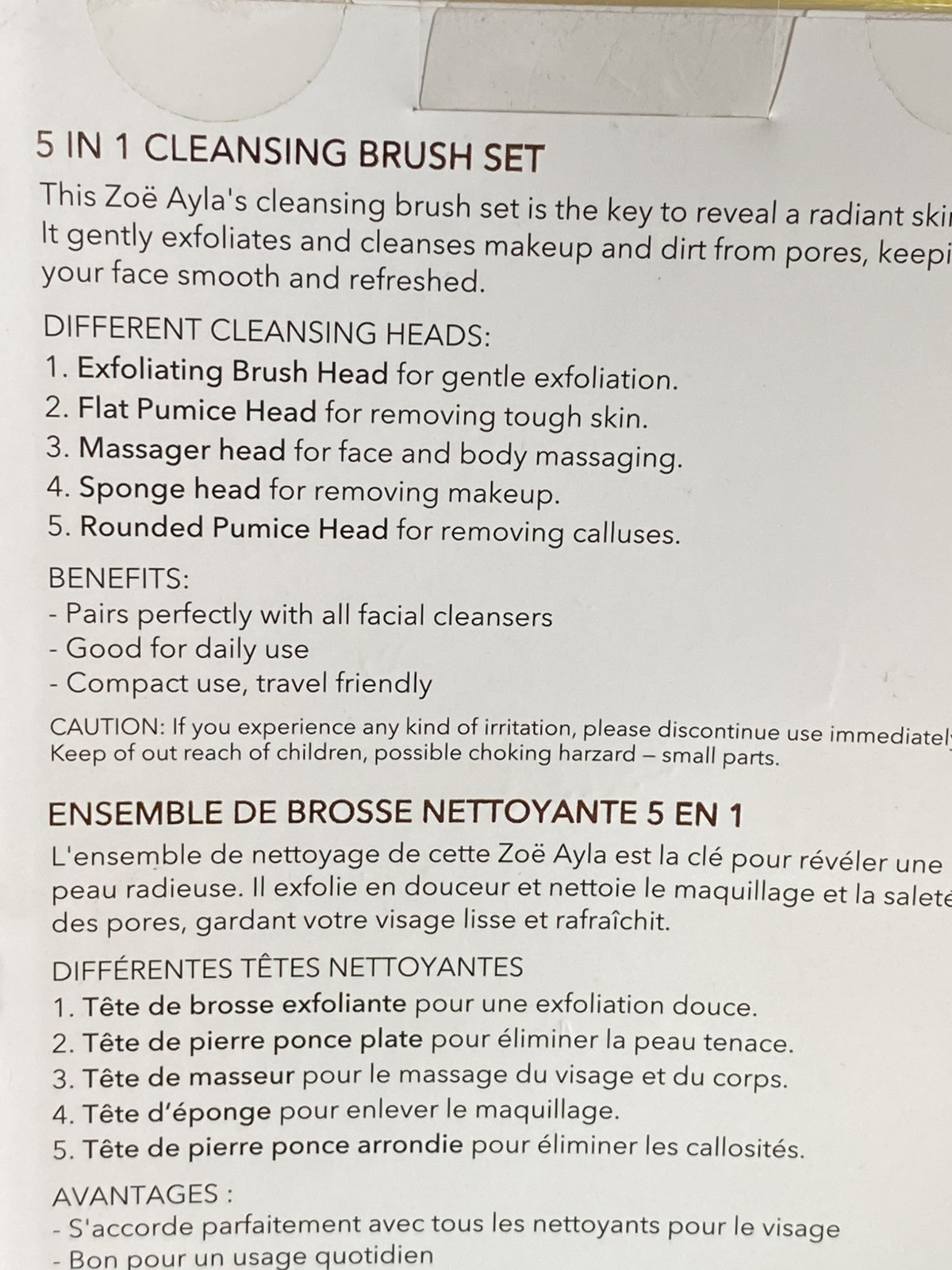 Zoe Ayla 5 in 1 Electric Facial Cleansing Brush Set NewInBox 5 interchanged Head