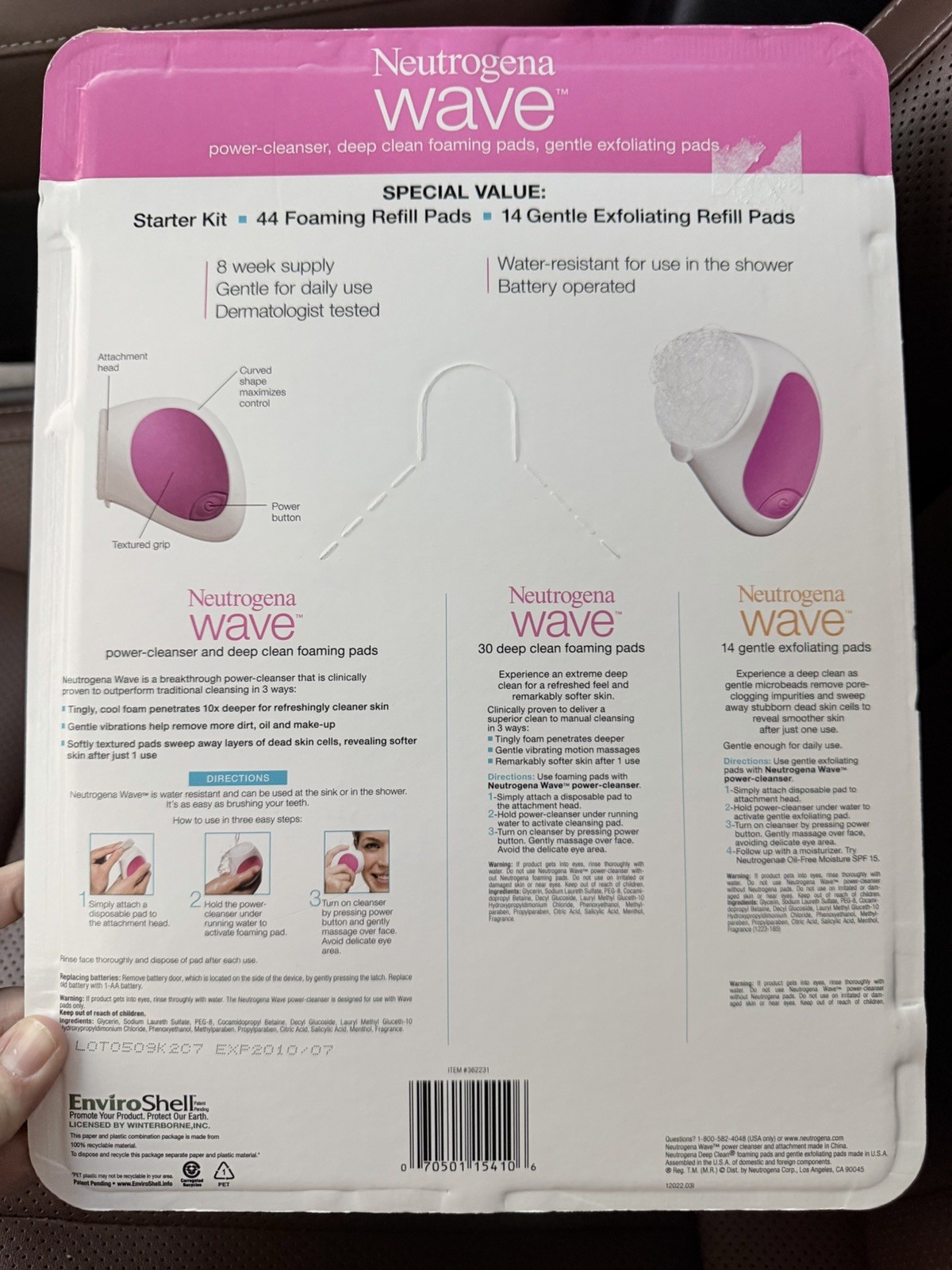 Neutrogena Wave Power-Cleanser+Deep Clean Foaming Pads+Gentle Exfoliating Pads L