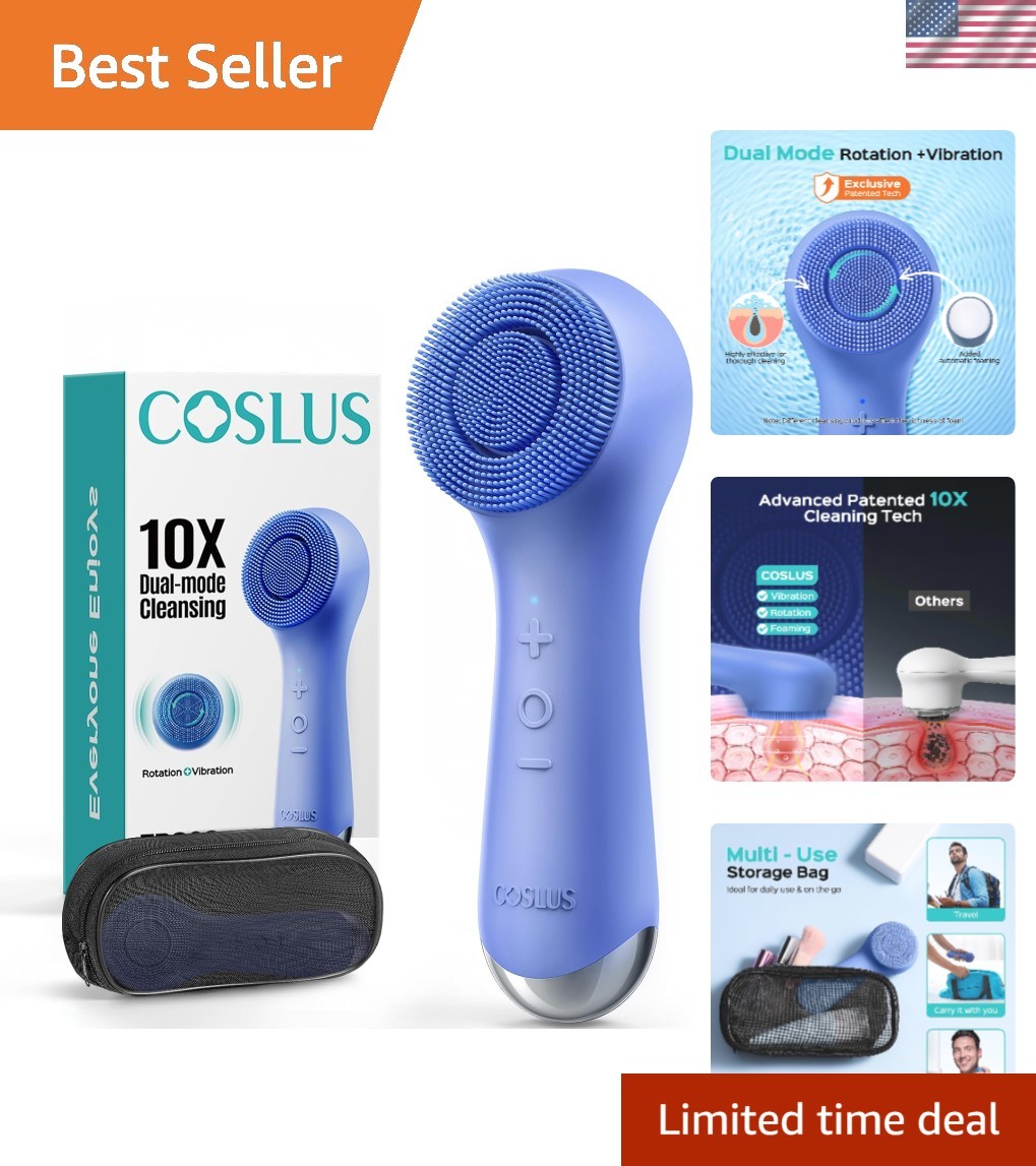 COSLUS Face Scrubber Facial Cleansing Brush 2 in 1 Spin and Vibration Patente…