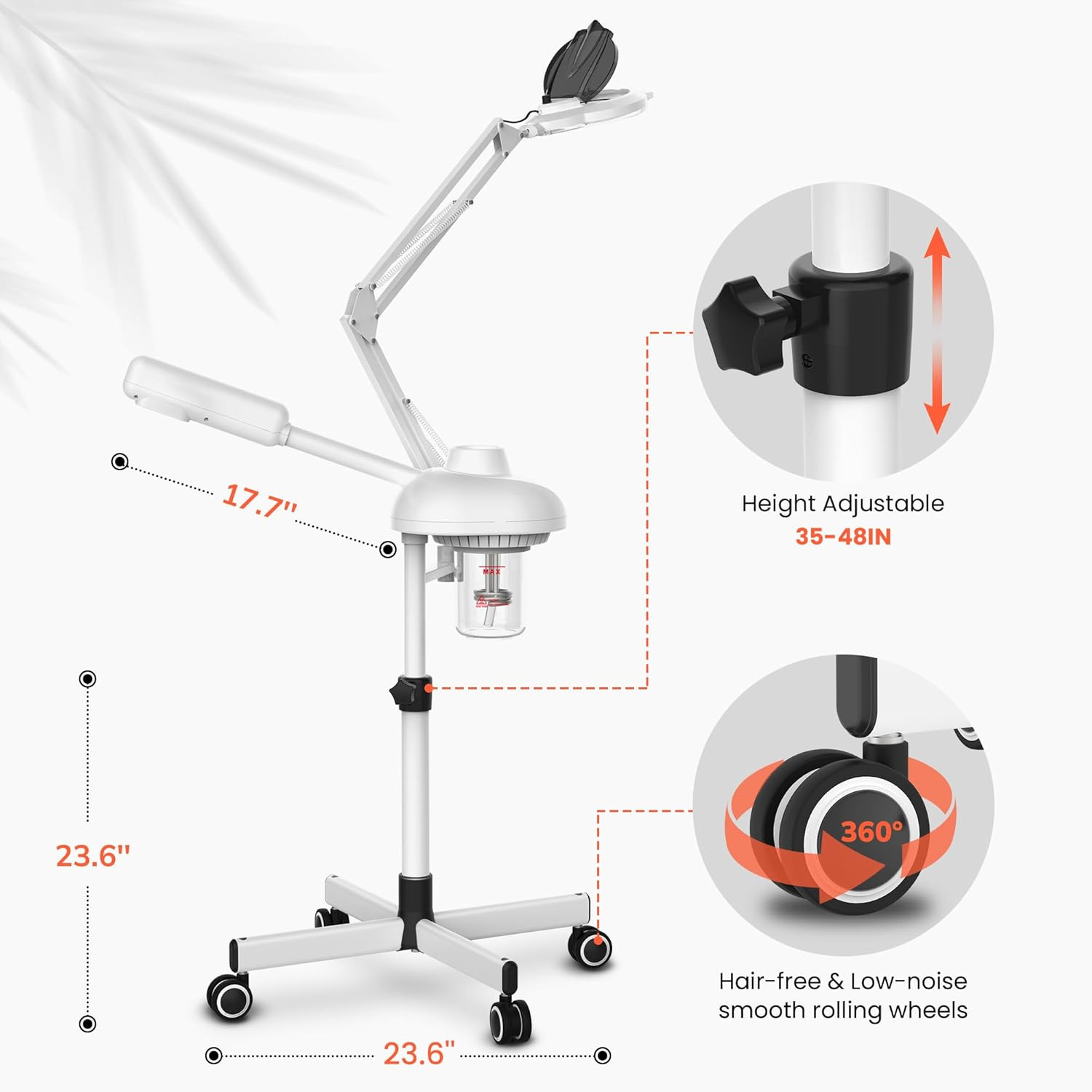 2-In-1 Professional Facial Steamer with 5X Magnifying Lamp, Esthetician Steamer