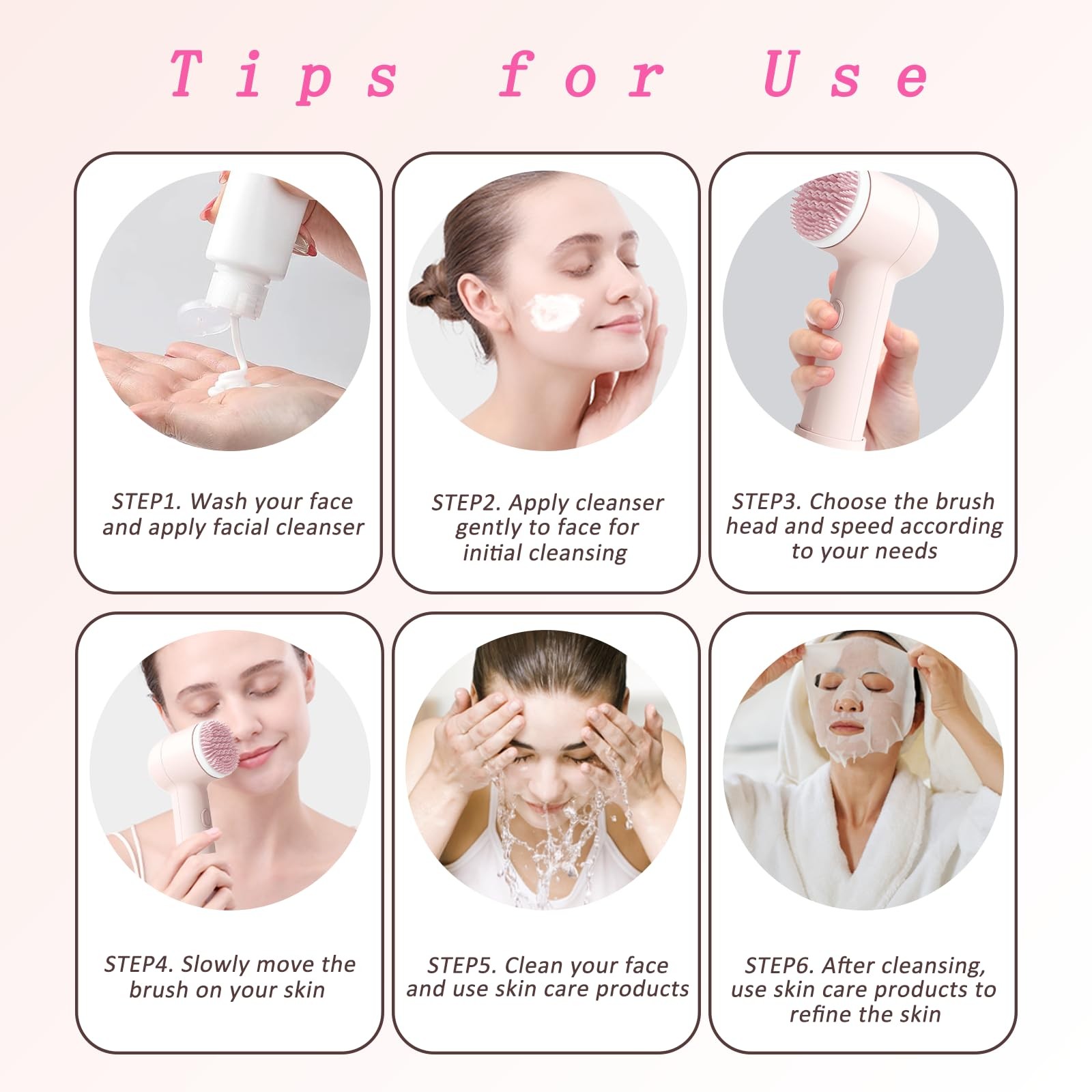 Electrical Cleansing Brush, Multi-Function Wash Brush with Base and 2 Brush H…