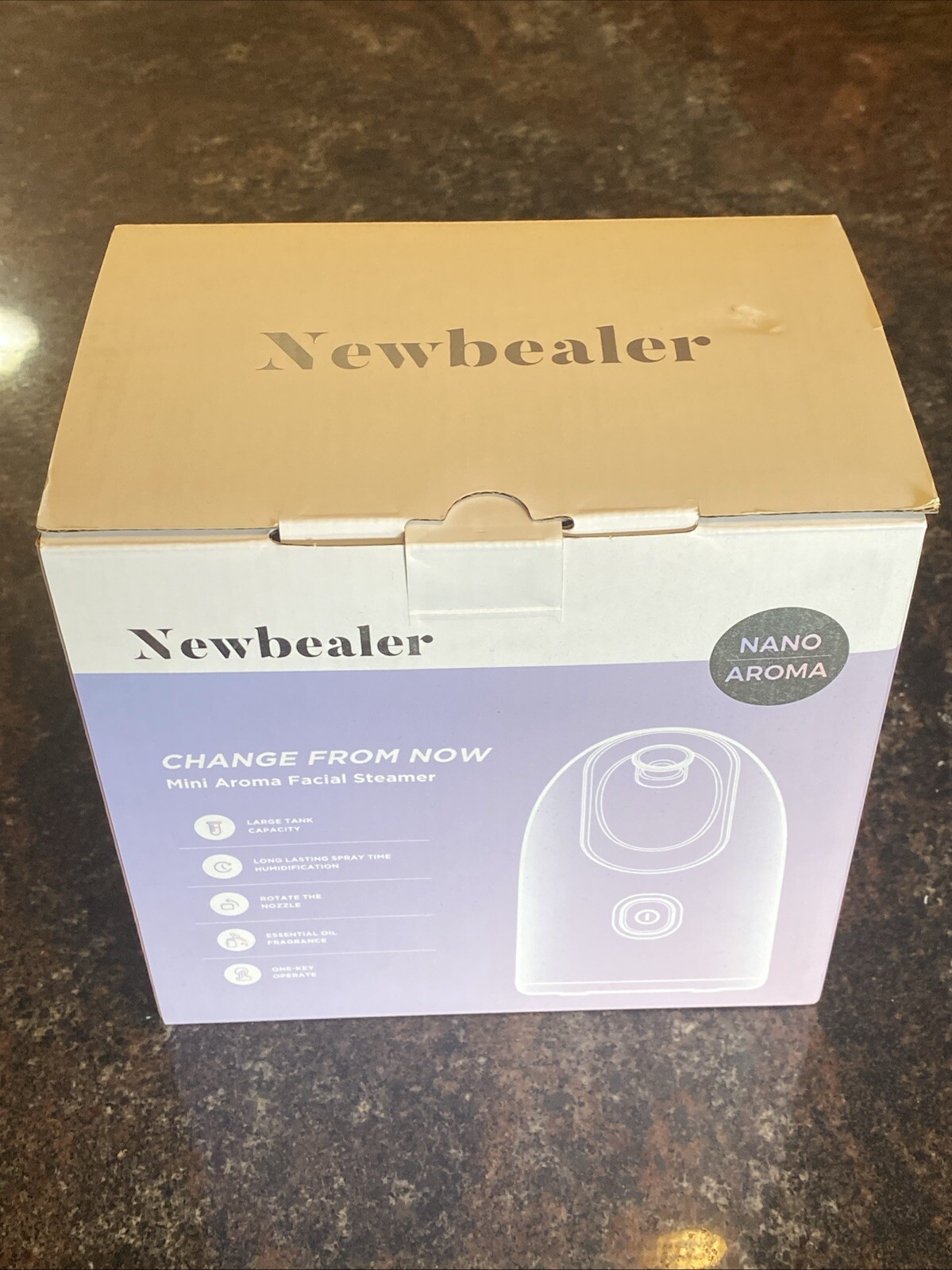 Newbealer Mini Aroma Face Steamer, Nano Ionic Hot Mist Humidifier, New Open-box