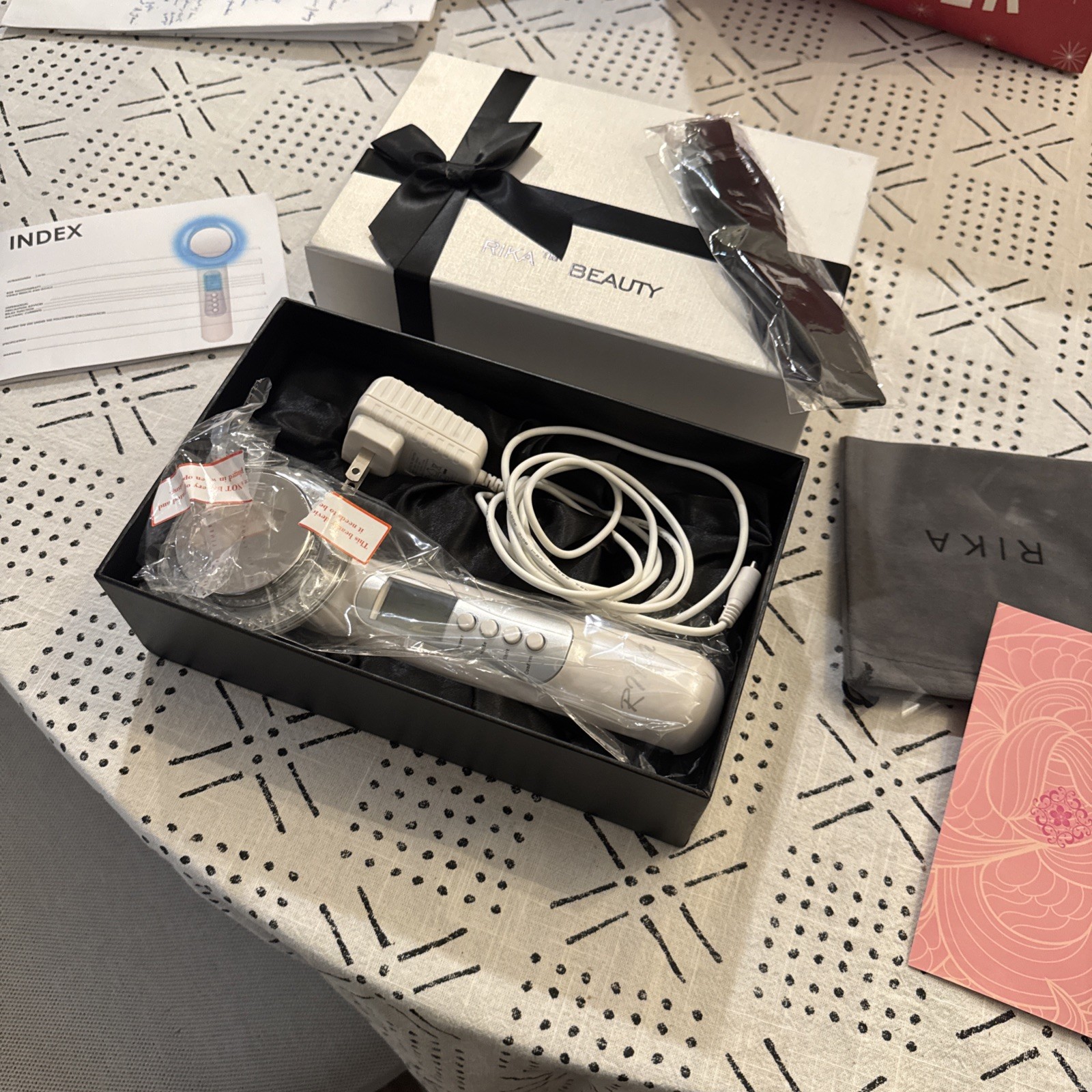 Rika Beauty Ultrasonic Therapy Facial Massager Device Acne Cellulite Skin Care