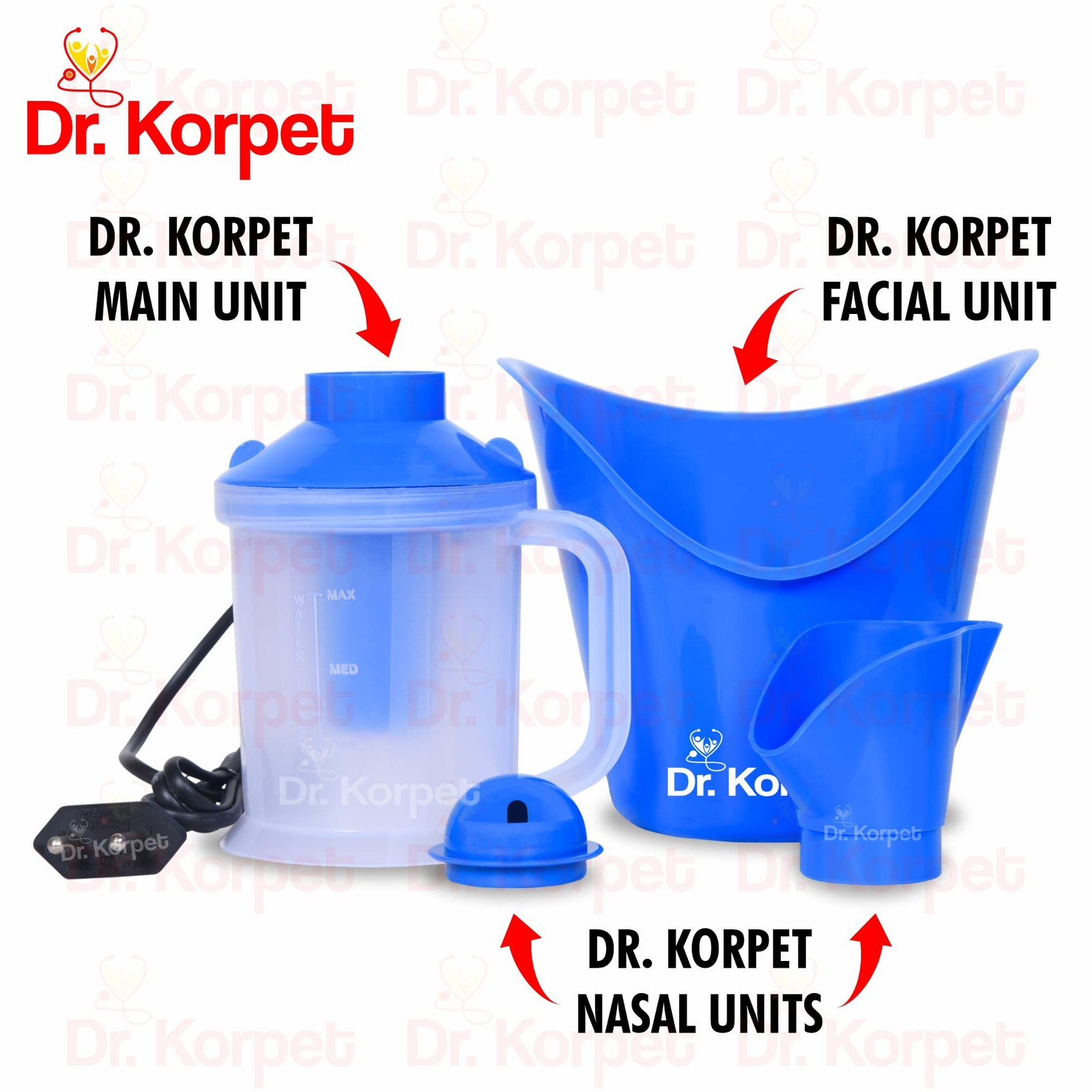 Dr. Korpet 3-in-1 Vaporizer Steamer for Cough, Cold & Facial – Blue