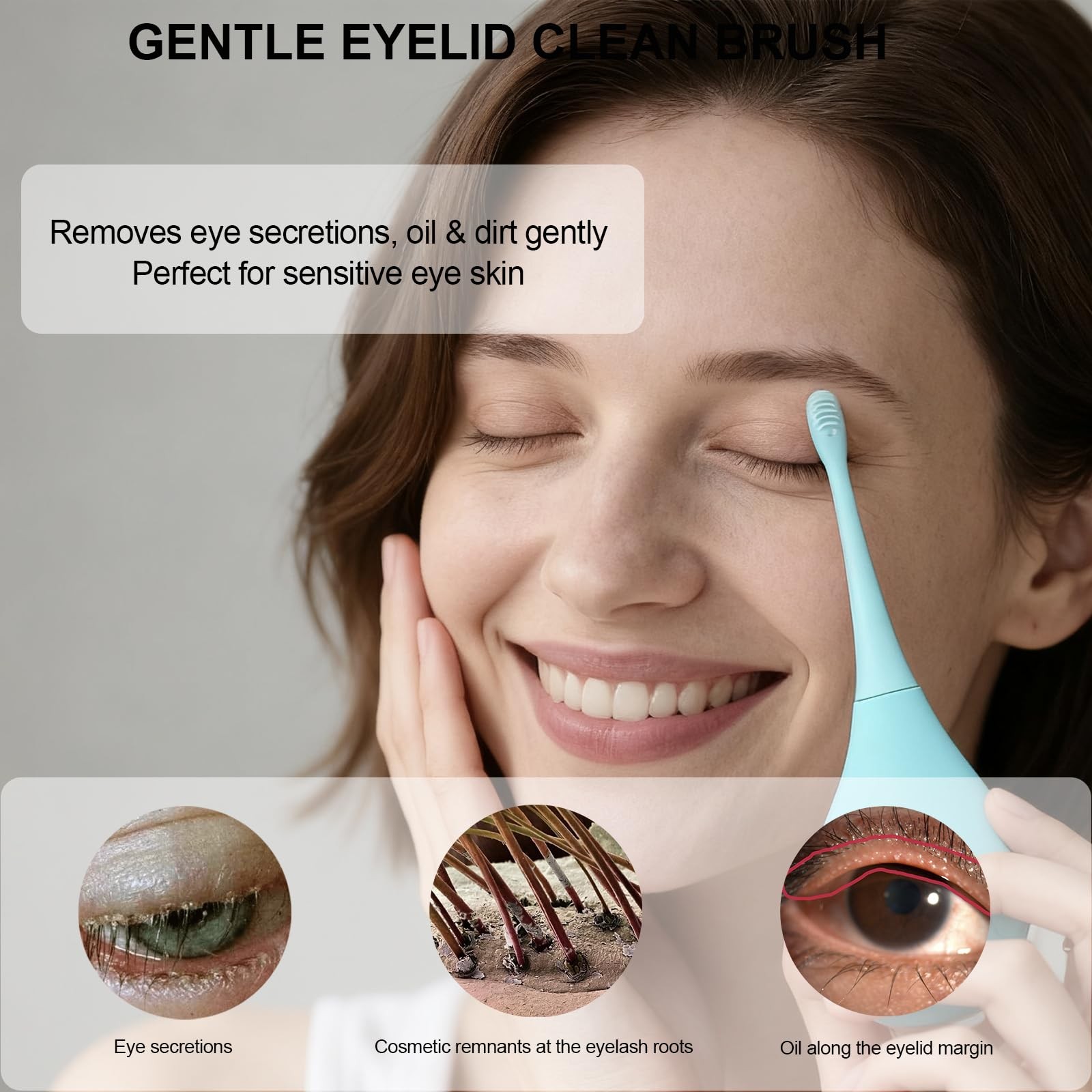 Vibrating Eyelid Brush with Soft Silicone for Sensitive Eyelids,Gently Cleans…