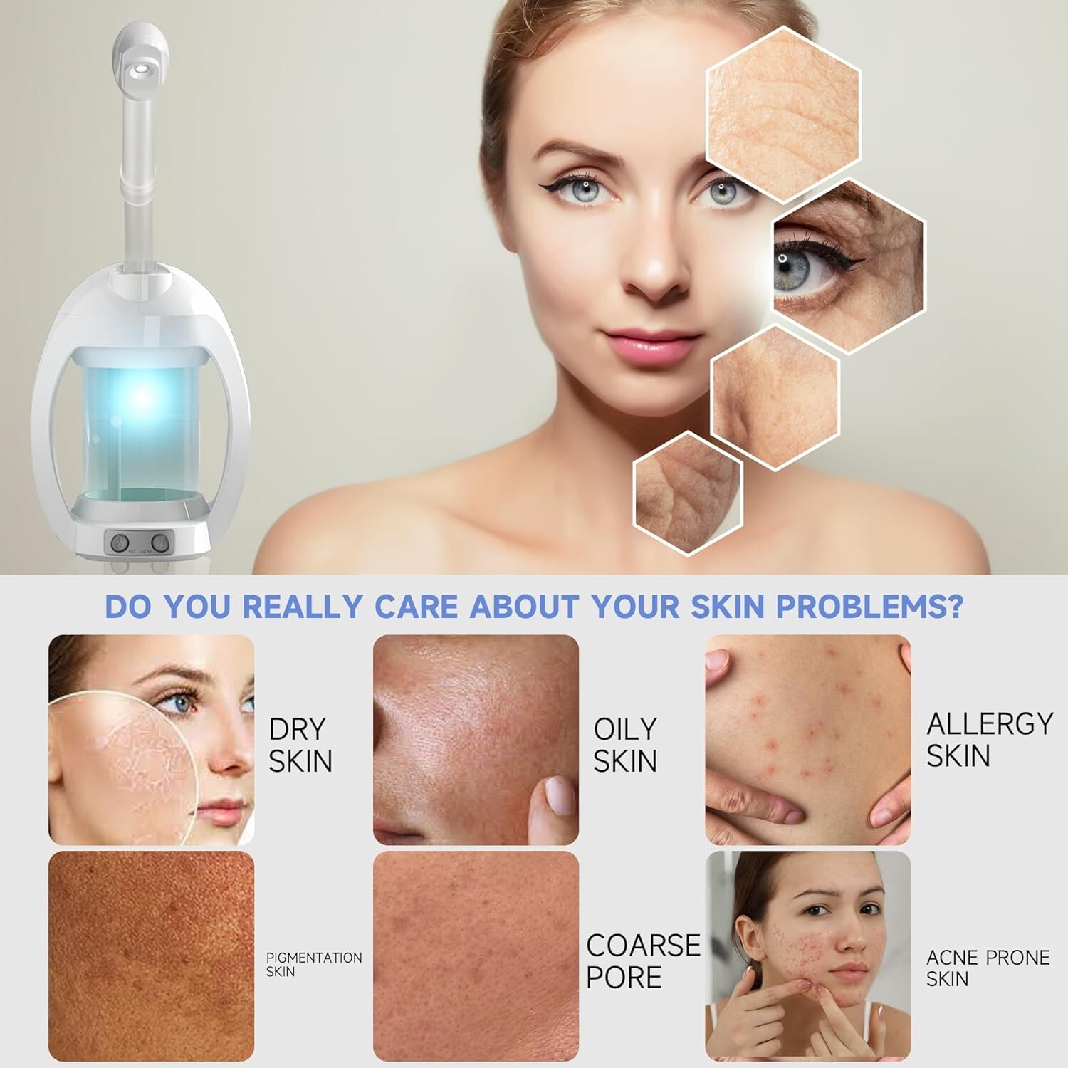 Facial Steamer Face Steamer for Esthetician and Nano Ionic Portable Ozone Bx 19