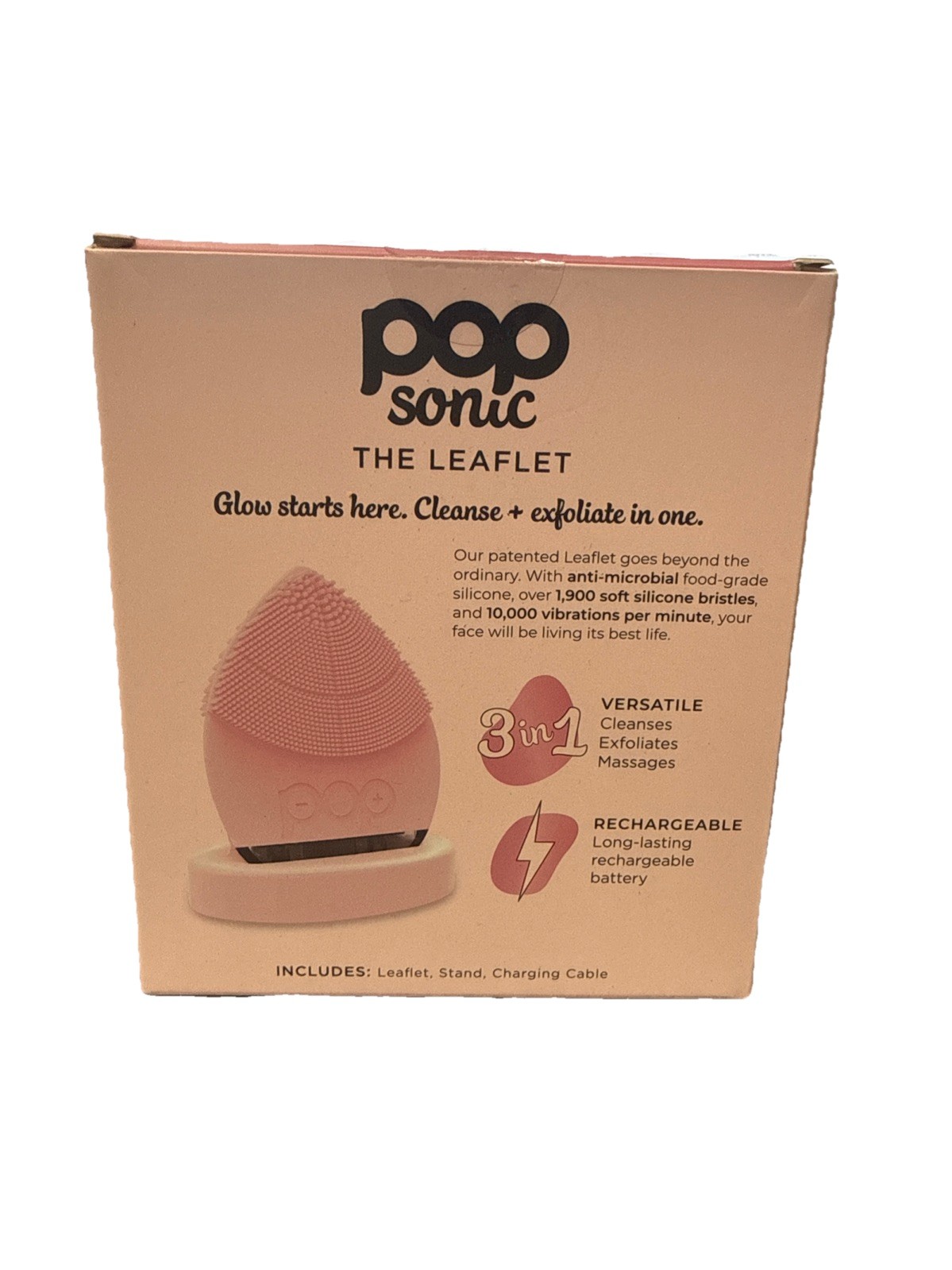 Pop Sonic the leaflet Glow starts here Cleanse + exfoliate in one New (Pink)