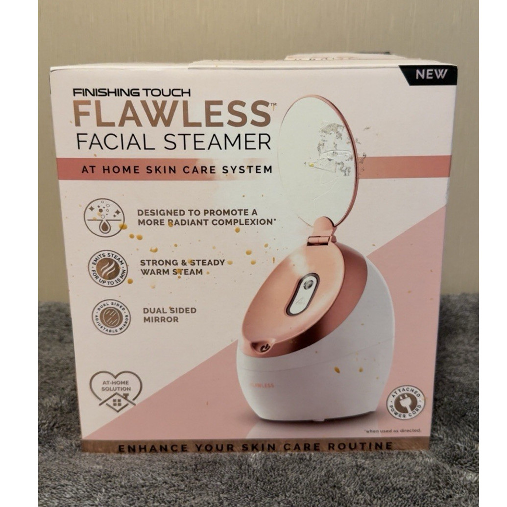 Finishing Touch Flawless Facial Steamer White Rose Gold Dual Mirror Electric