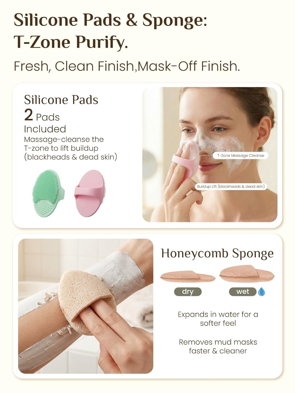 Face Roller Set Skin Care Tools Cleansing Brush Silicone Pads Travel Bag