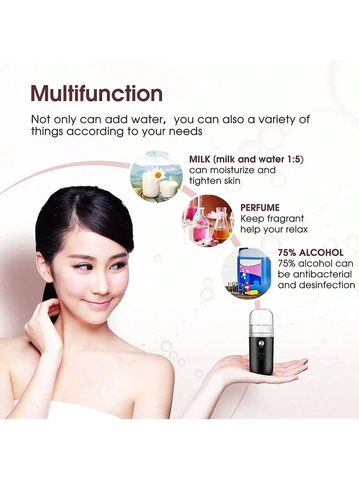 USB Rechargeable Facial Mist Sprayer Face Steamer Humidifier