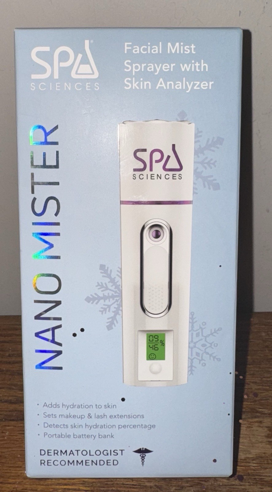 Spa Sciences Nano Mister Compact Facial Mist Sprayer w/ Skin Analyzer Hydration