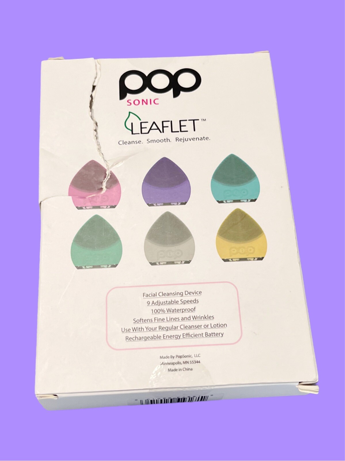 Pop Sonic The Leaflet Sonic Facial Cleansing Device Turquoise New in Damaged Box