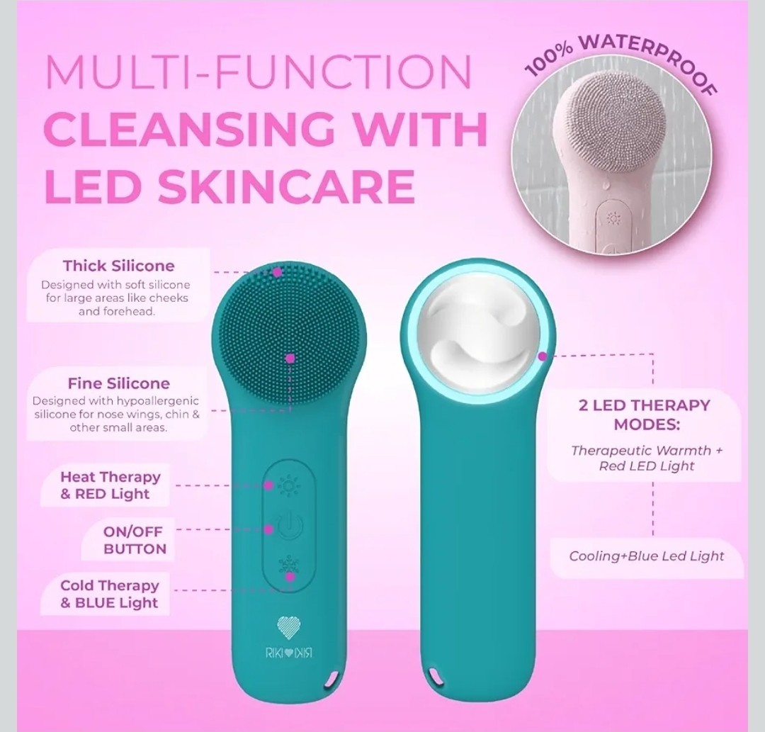 Riki Radiant Electric Silicone Face Scrubber – 2-in-1 Facial Rotating Vibrating